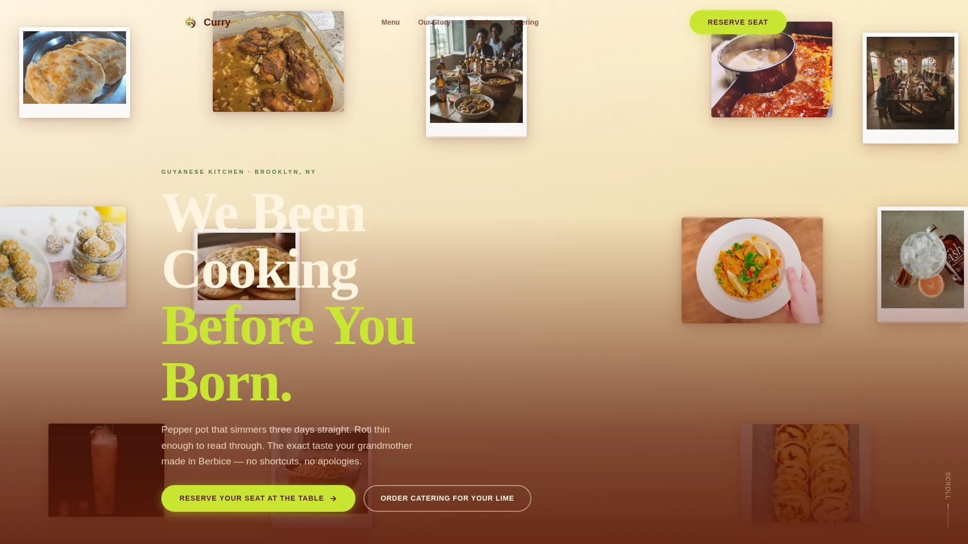 Spice — Reserve Guyanese Dining Landing Page Template