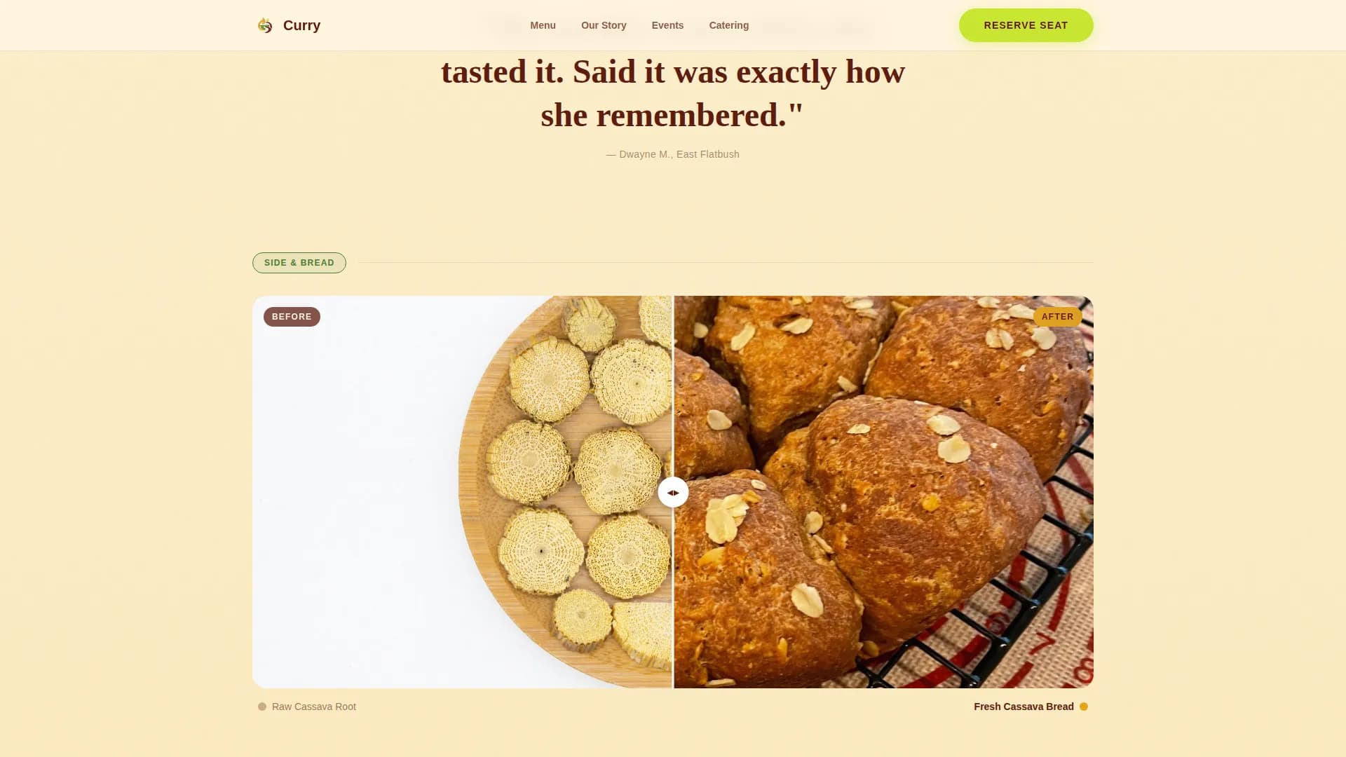 Spice — Reserve Guyanese Dining Landing Page Template