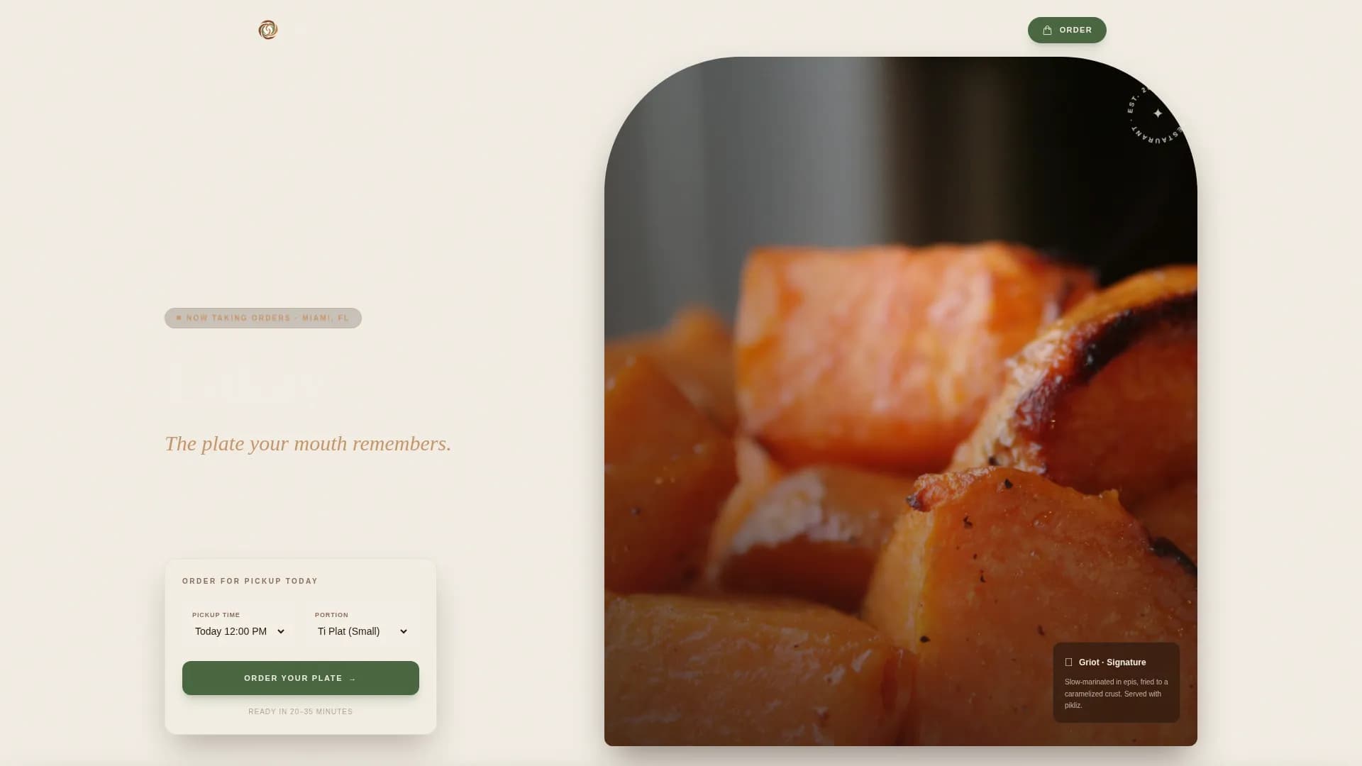 Lakay - Authentic Haitian Restaurant Landing Page Template