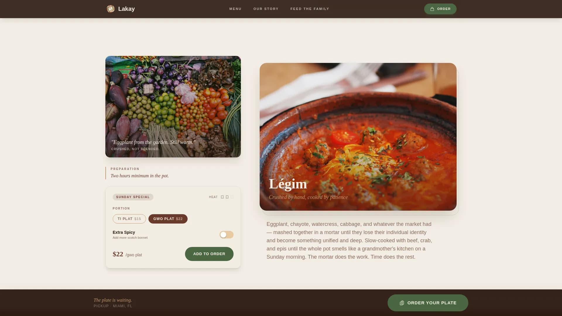 Lakay - Authentic Haitian Restaurant Landing Page Template