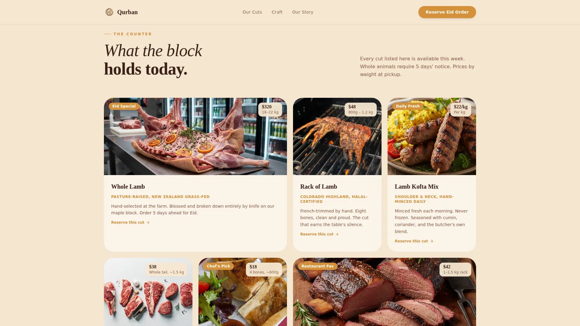 Meat & Seafood Booking Website Template