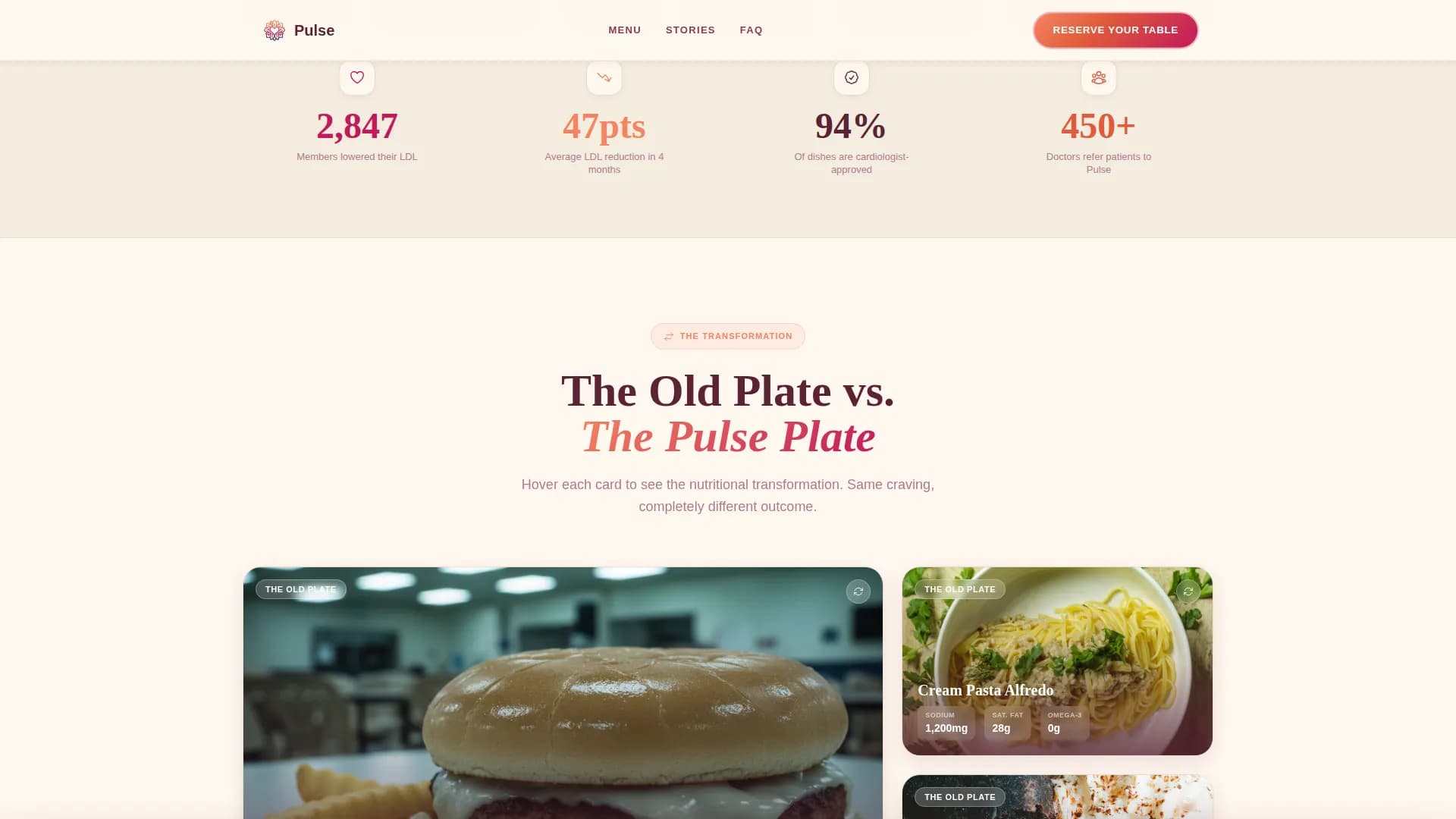 Pulse — Wellness Restaurant Nutrition Landing Page Template