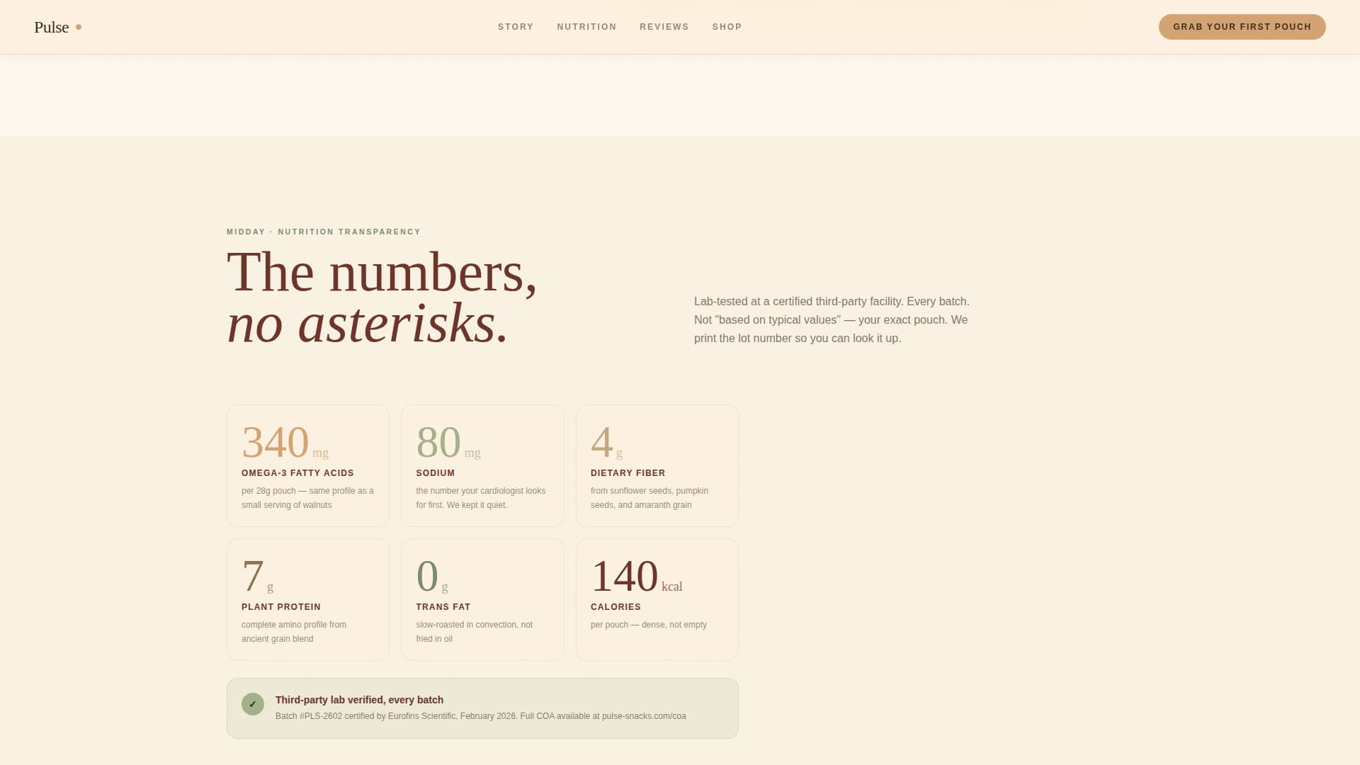 Pulse - Wholesome Snack Landing Page Template