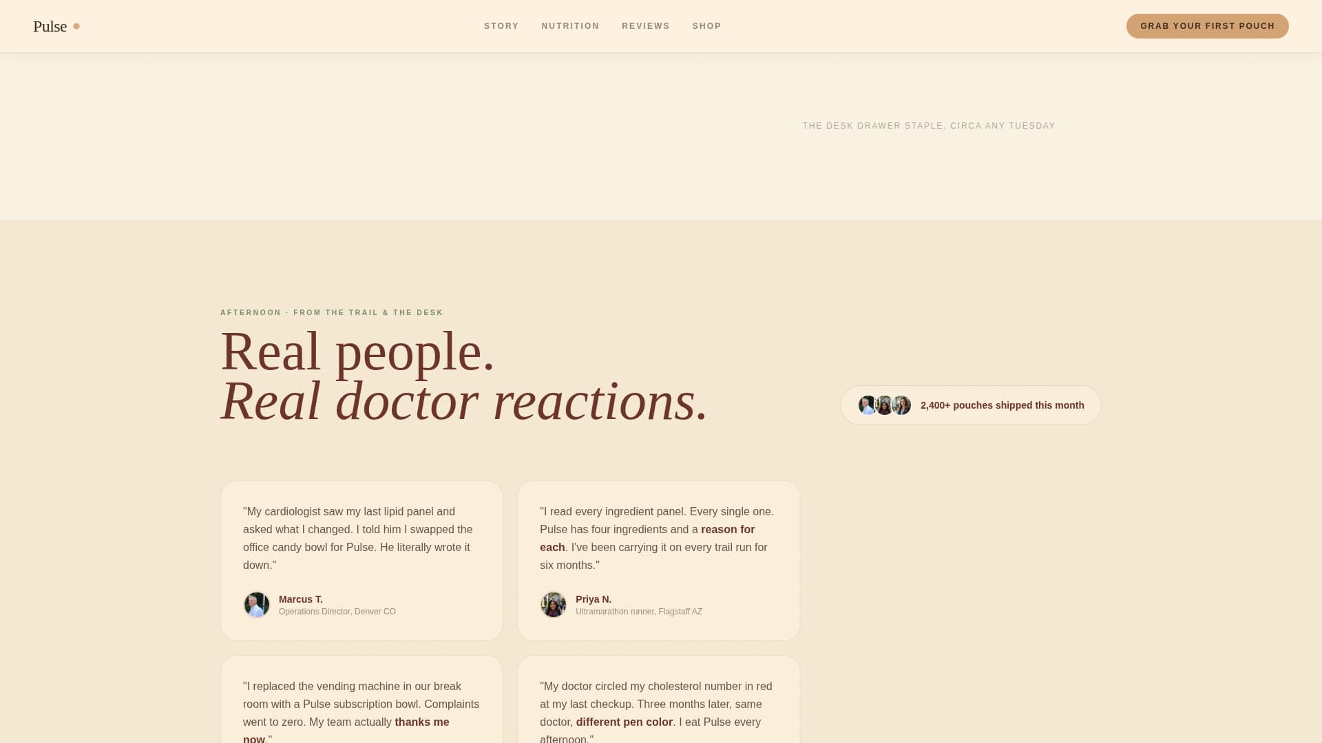 Pulse - Wholesome Snack Landing Page Template