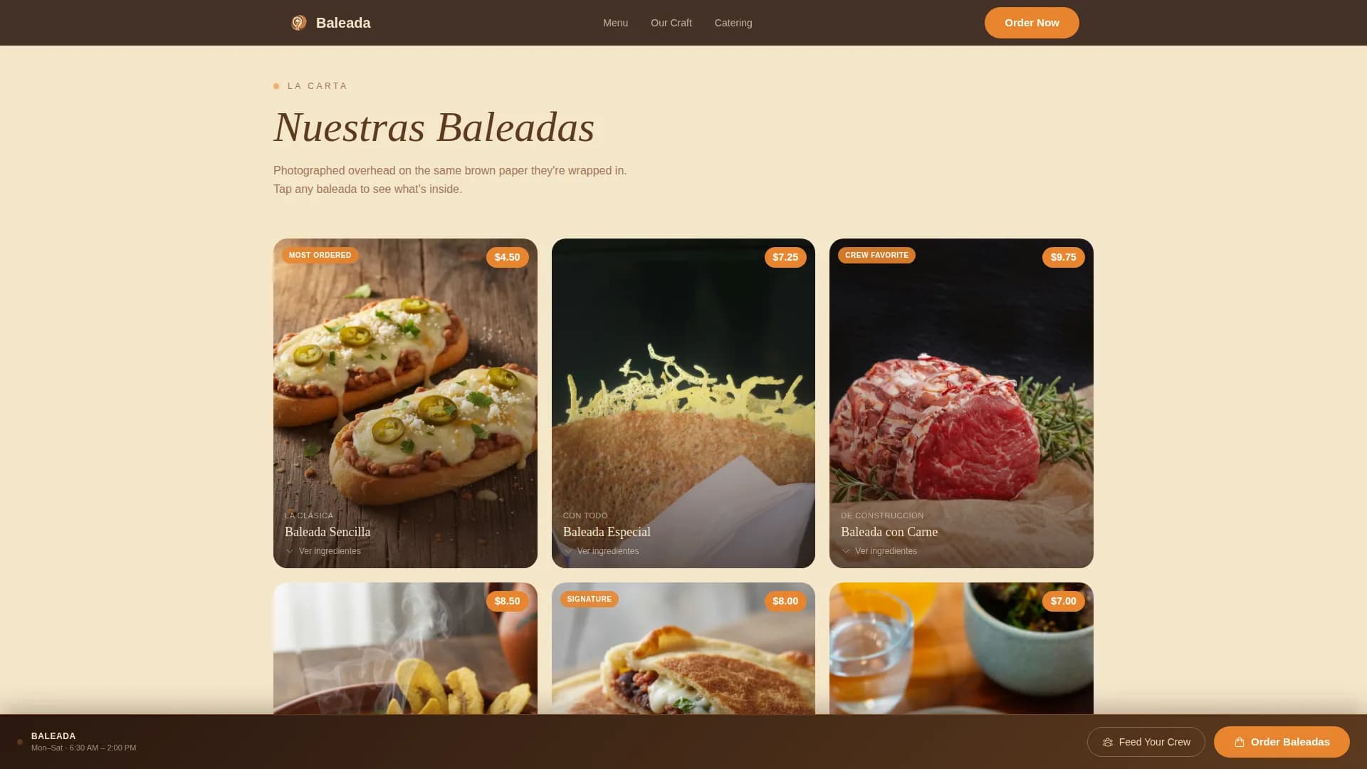 Baleada - Warm Artisan Gallery Landing Page Template