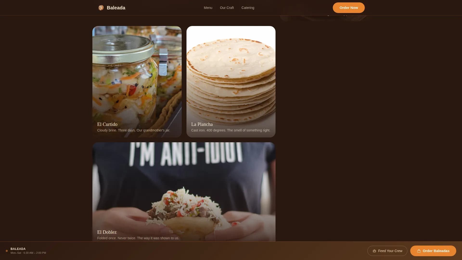 Baleada - Warm Artisan Gallery Landing Page Template