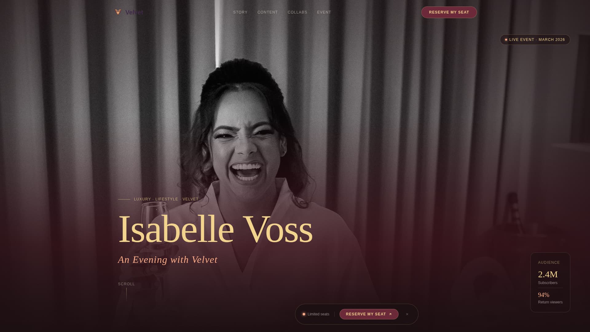 Velvet - Aspirational Lifestyle Landing Page Template