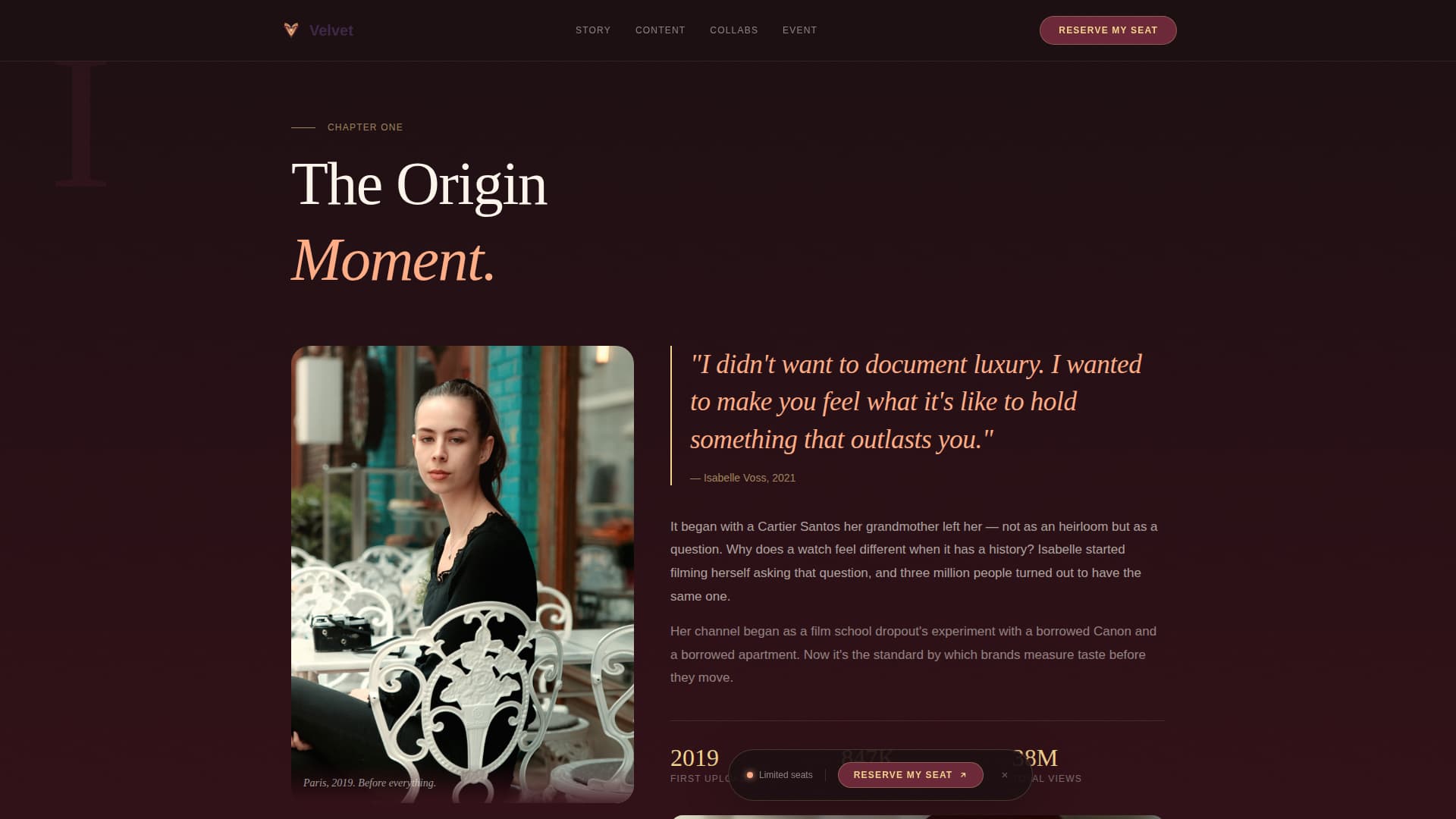 Velvet - Aspirational Lifestyle Landing Page Template