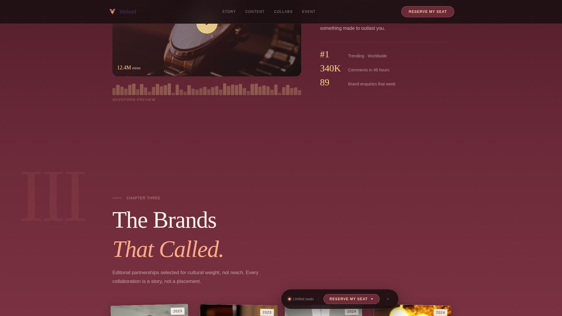 Velvet - Aspirational Lifestyle Landing Page Template