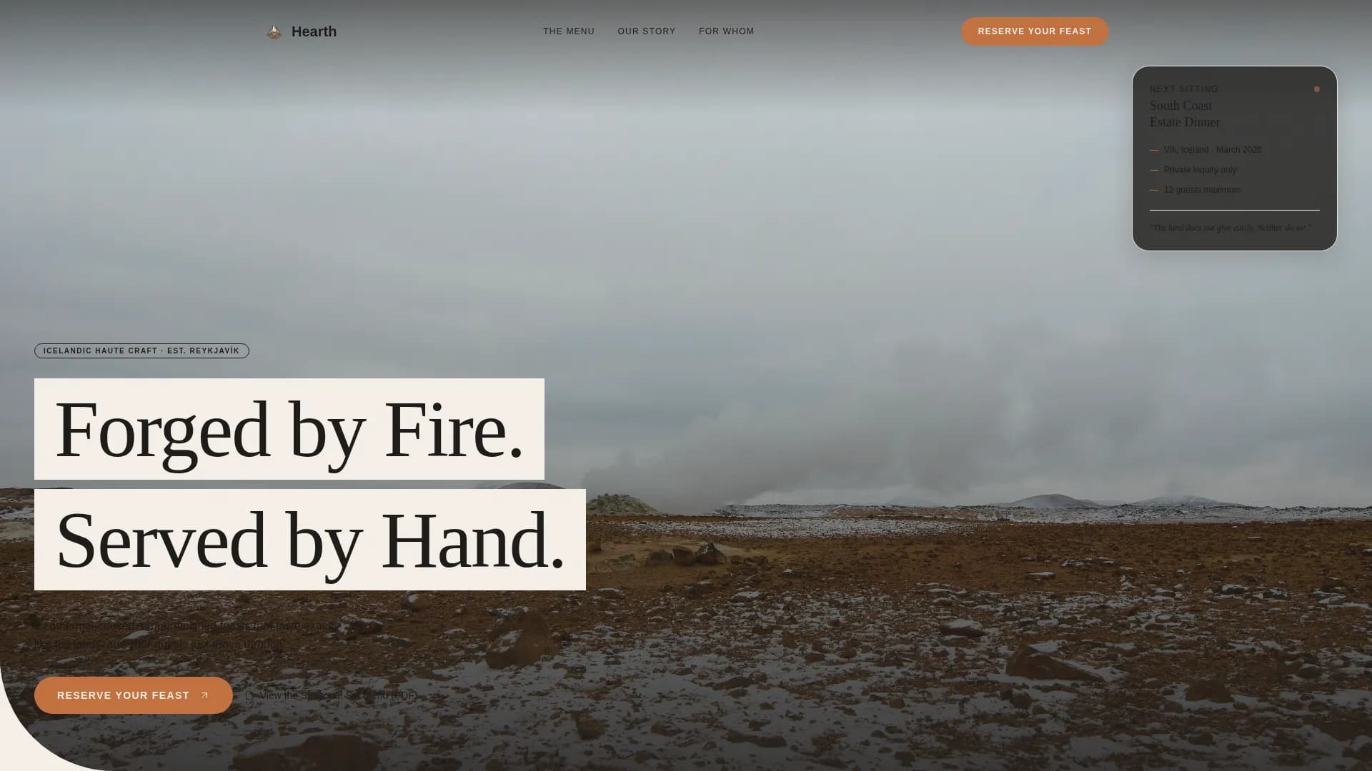 Icelandic Cuisine Booking Website Template