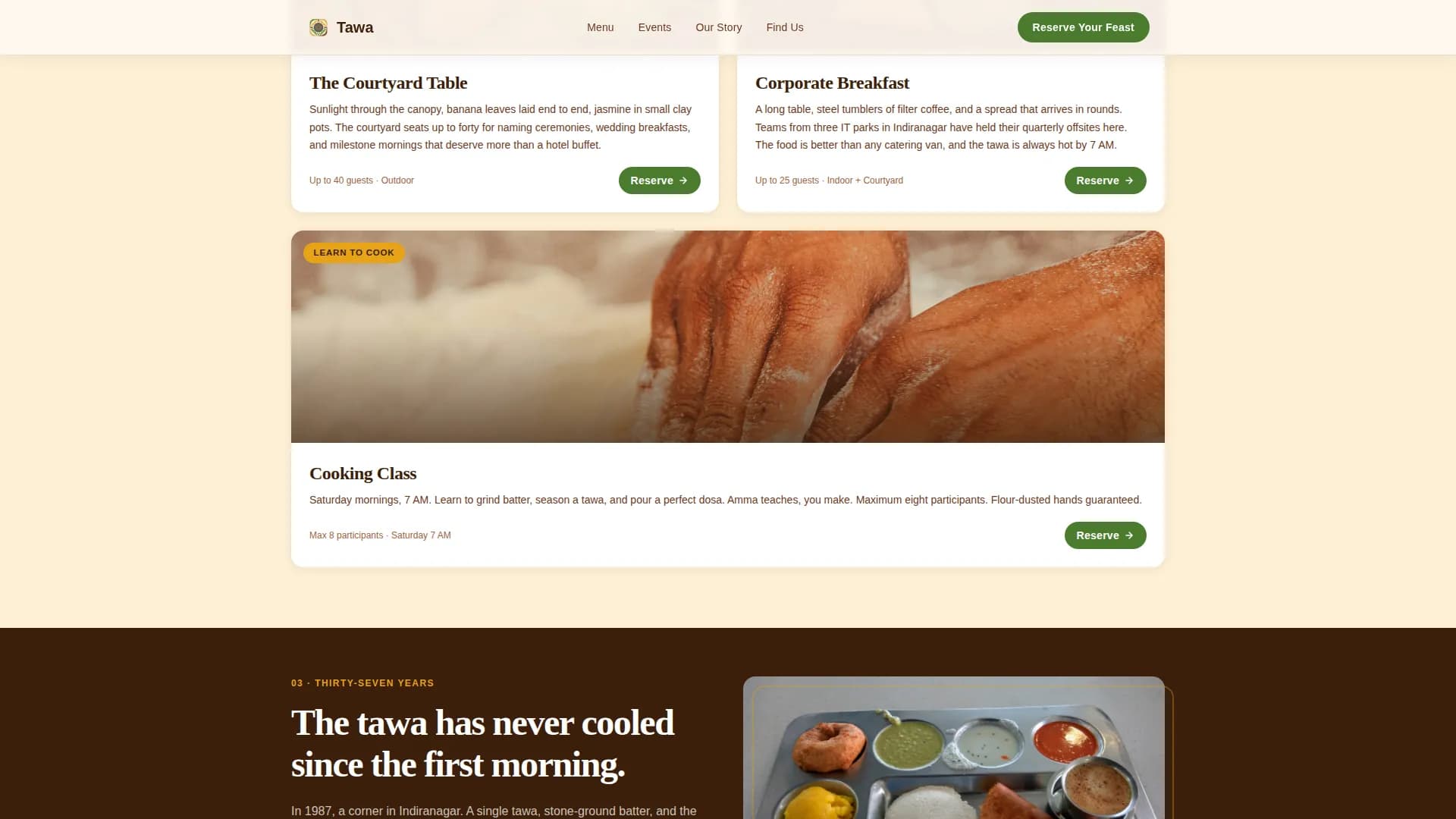 Tawa — South Indian Landing Page Template