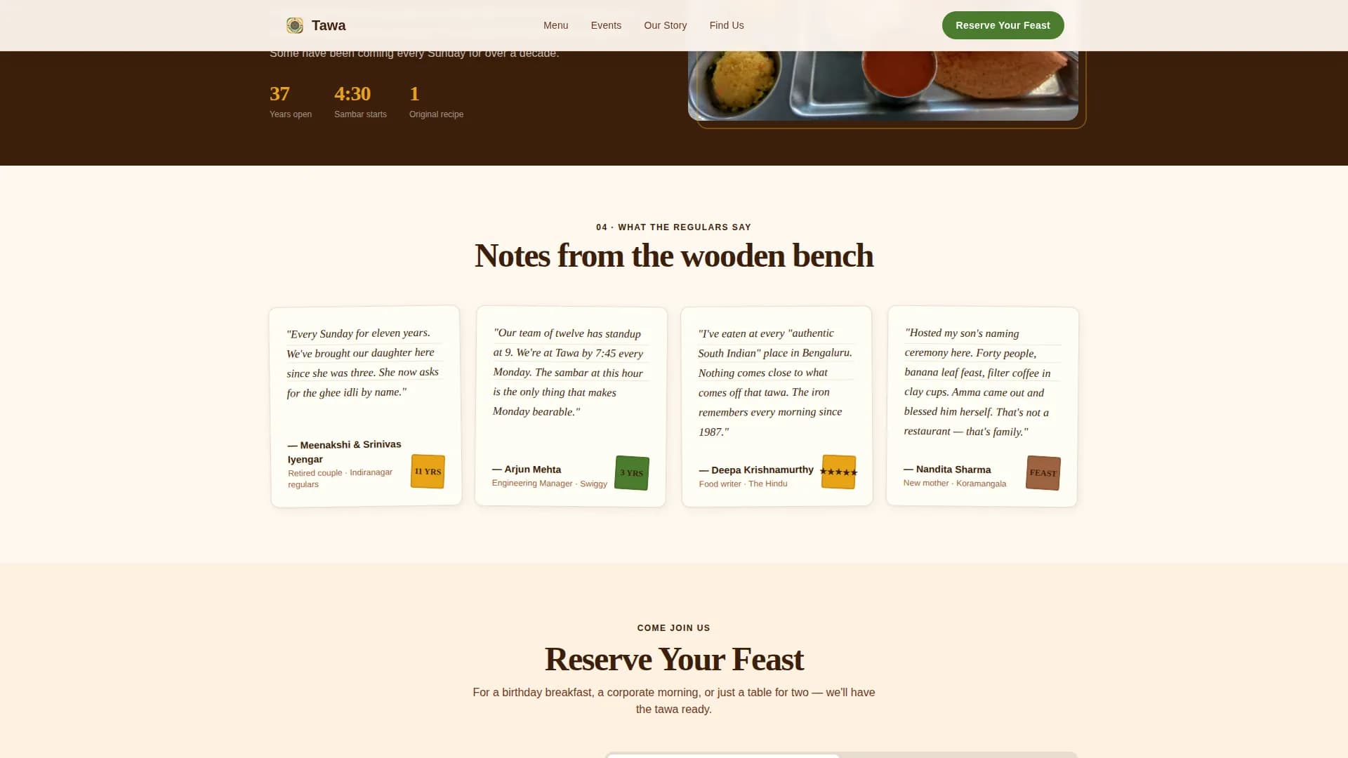 Tawa — South Indian Landing Page Template