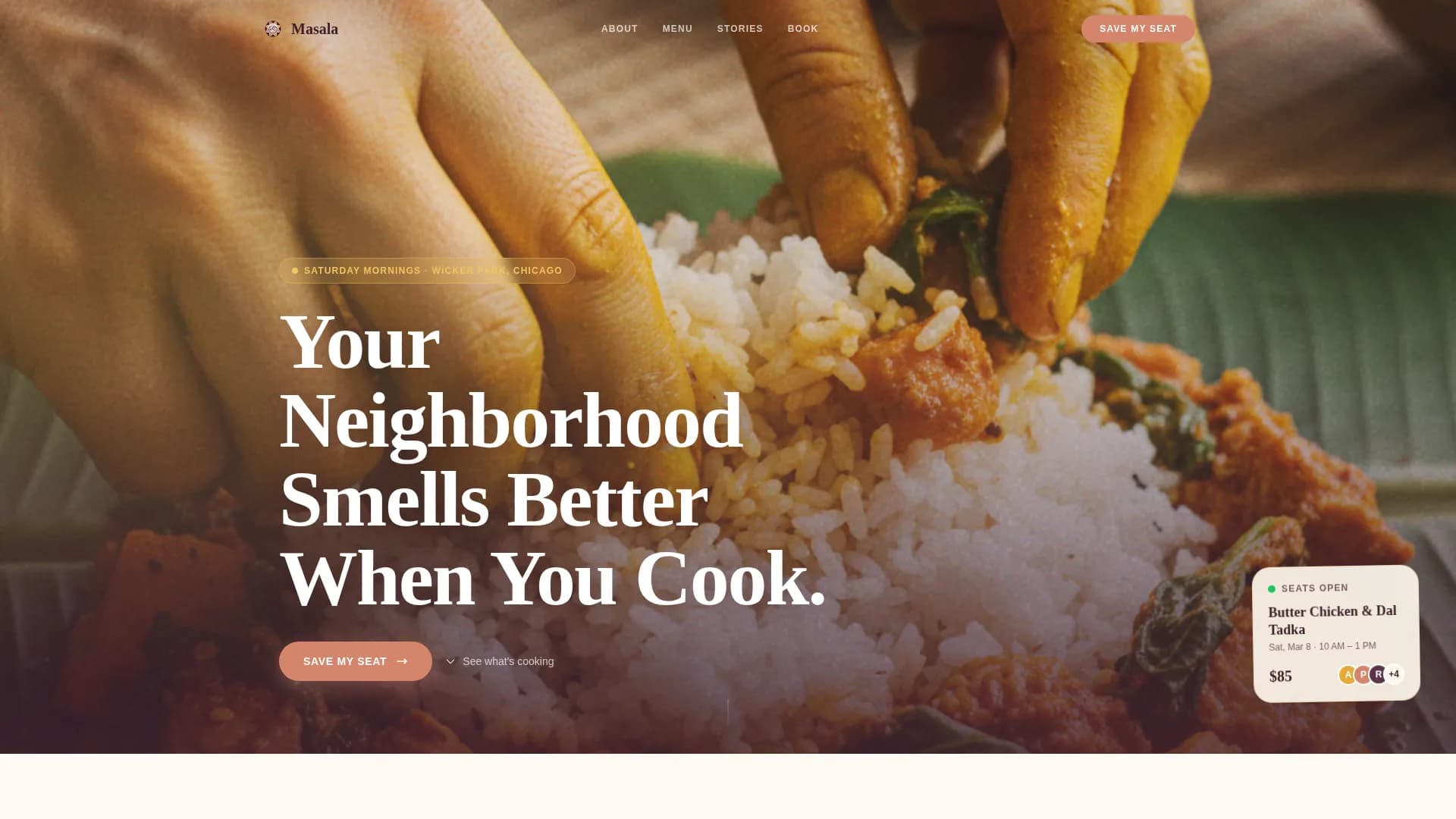 Masala — Indian Cooking Landing Page Template
