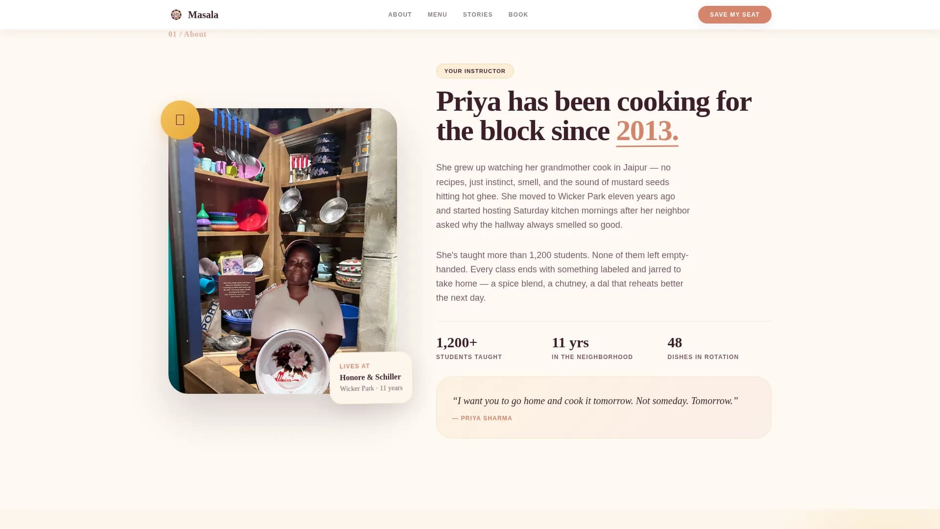 Masala — Indian Cooking Landing Page Template