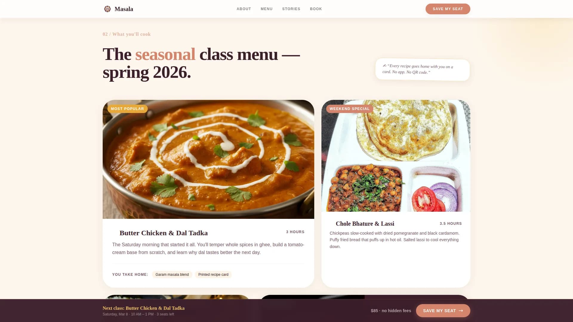 Masala — Indian Cooking Landing Page Template