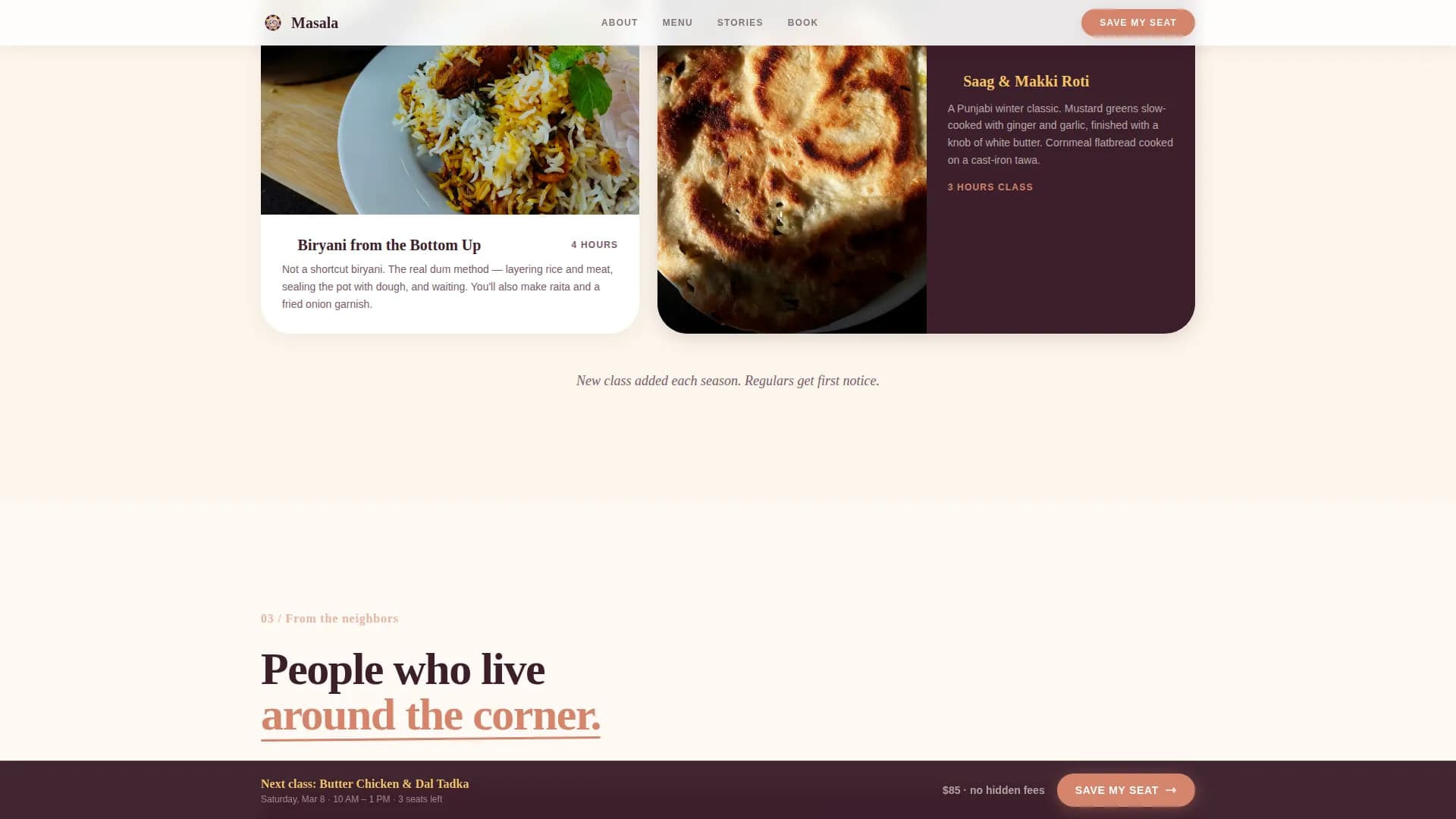 Masala — Indian Cooking Landing Page Template