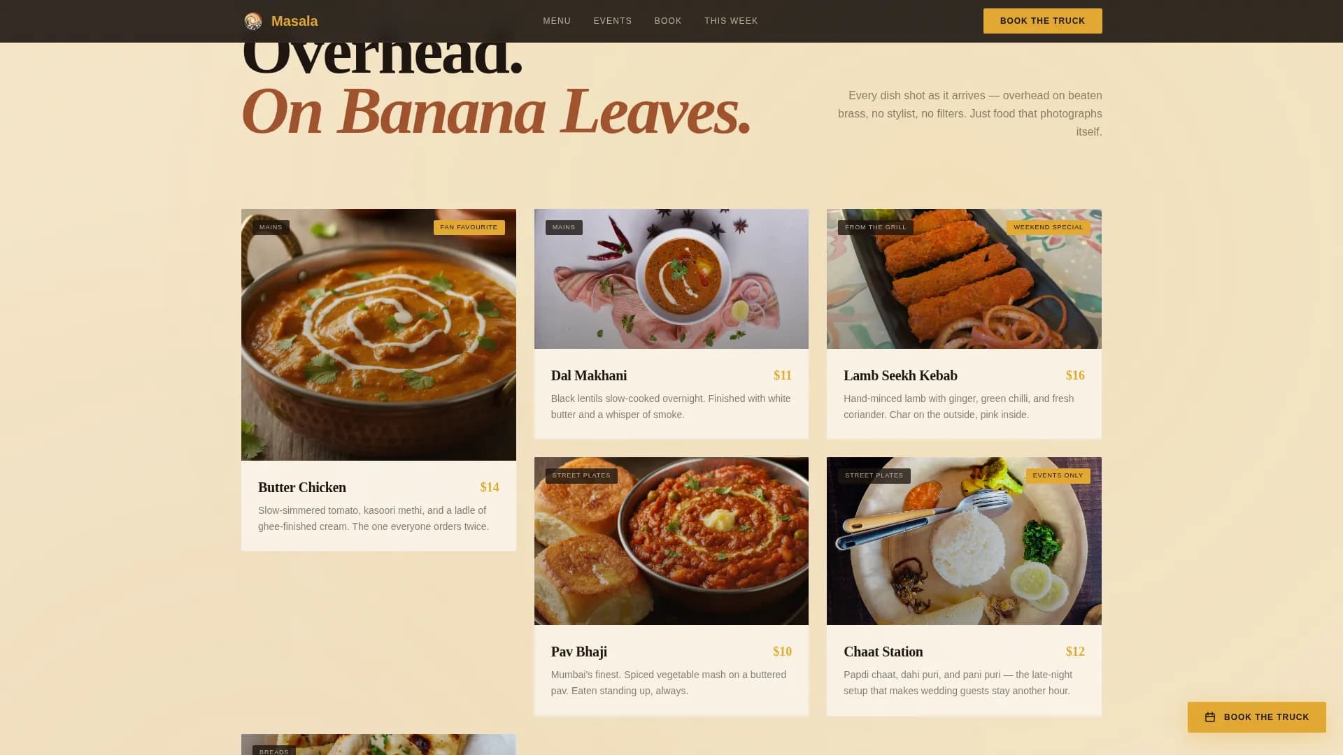 Masala — Spiced Truck Landing Page Template