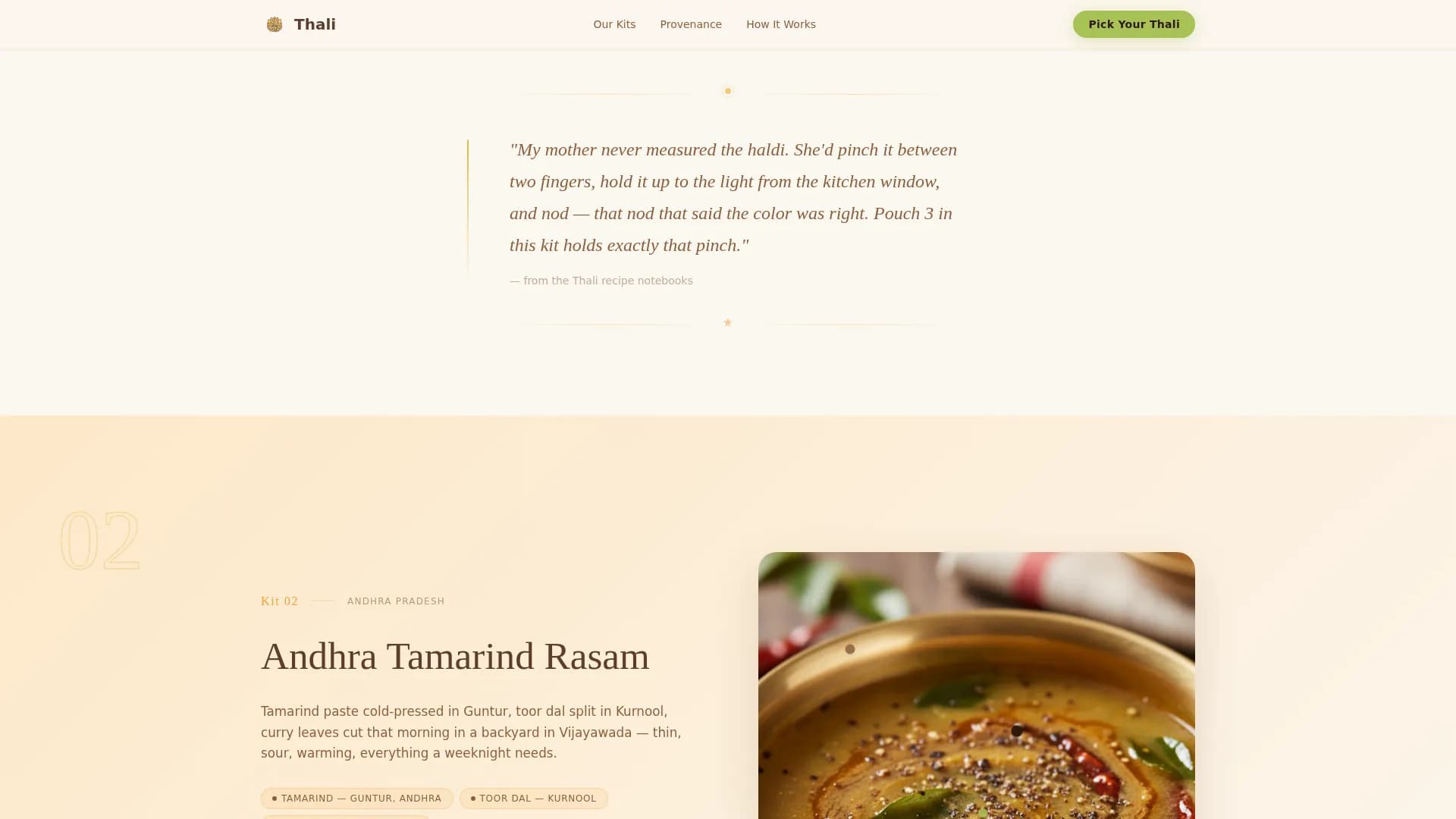 Thali — Indian Delivery Landing Page Template