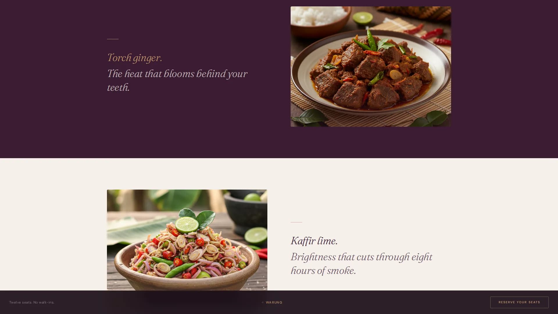 Nusantara — Intimate Indonesian Dining Landing Page Template