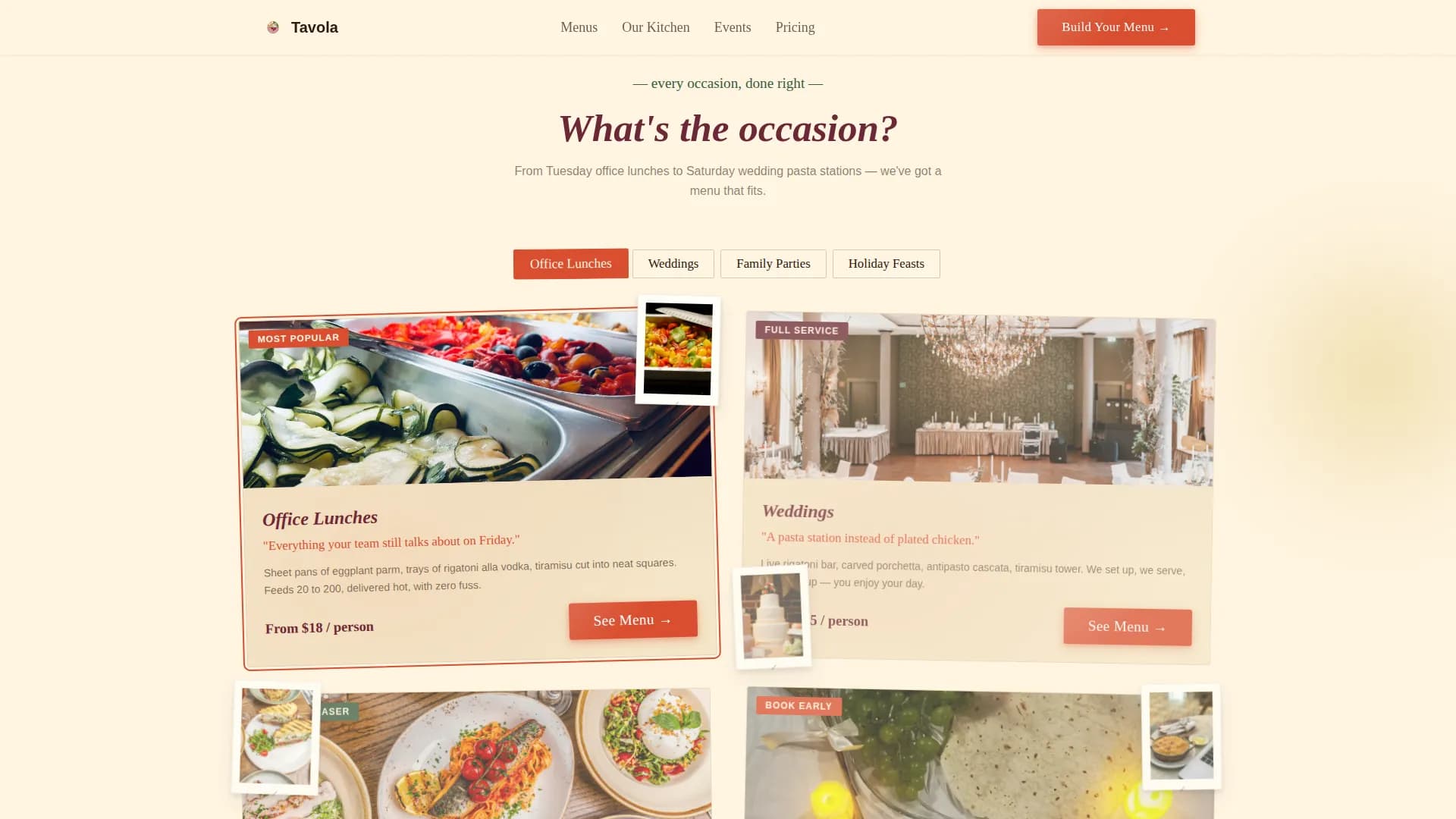 Italian Dining Pricing Website Template
