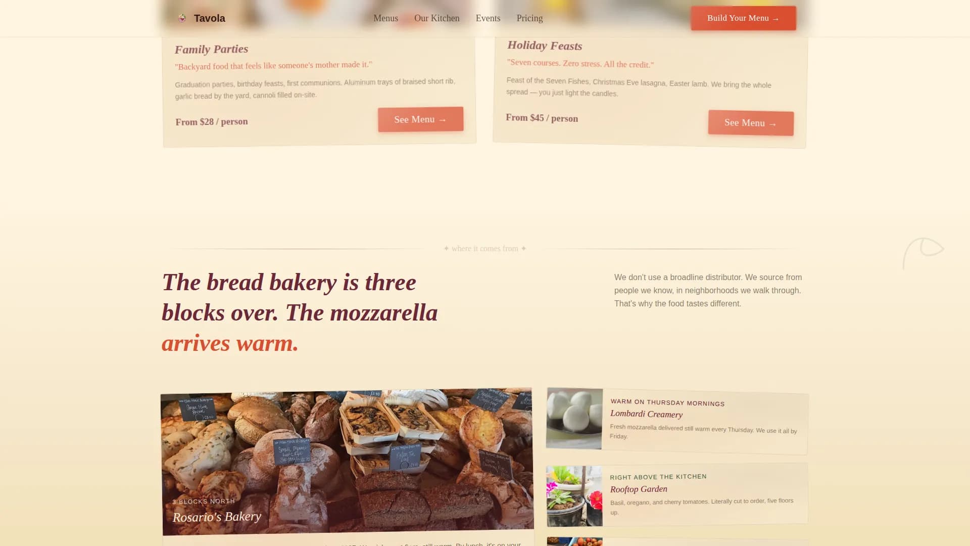 Italian Dining Pricing Website Template