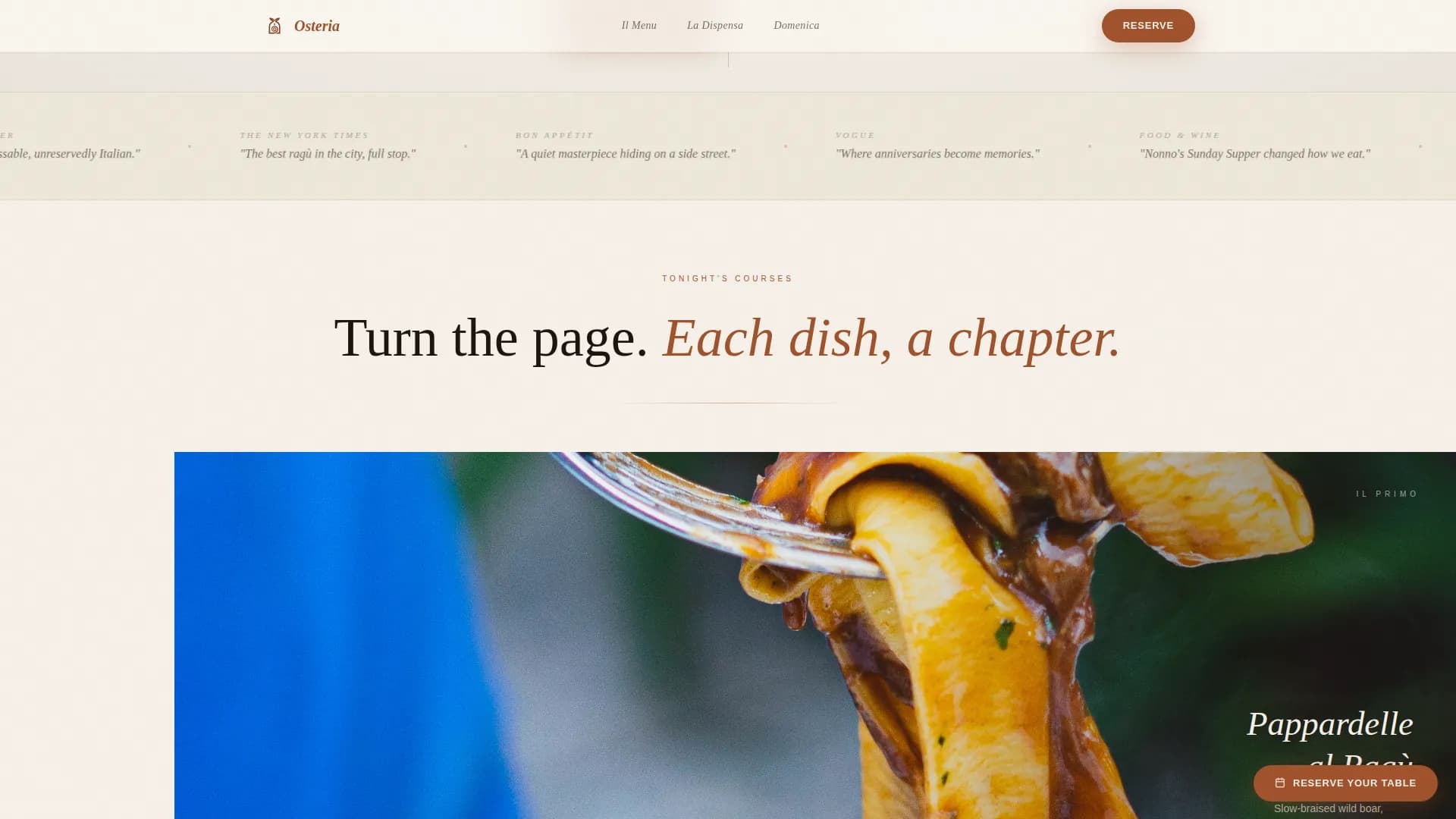 Osteria — Curated Italian Dining Landing Page Template