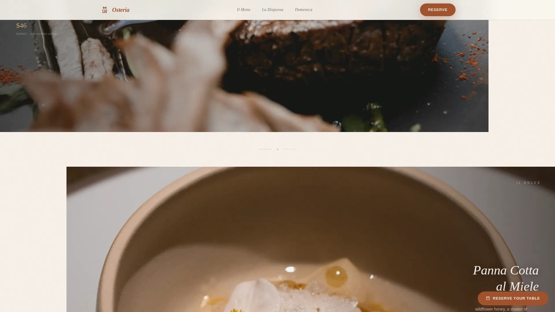 Osteria — Curated Italian Dining Landing Page Template