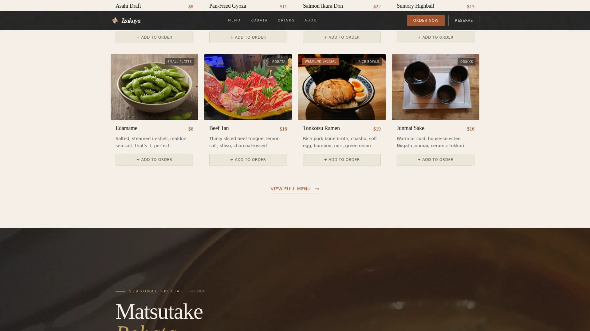 Izakaya — Authentic Japanese Gastropub Landing Page Template
