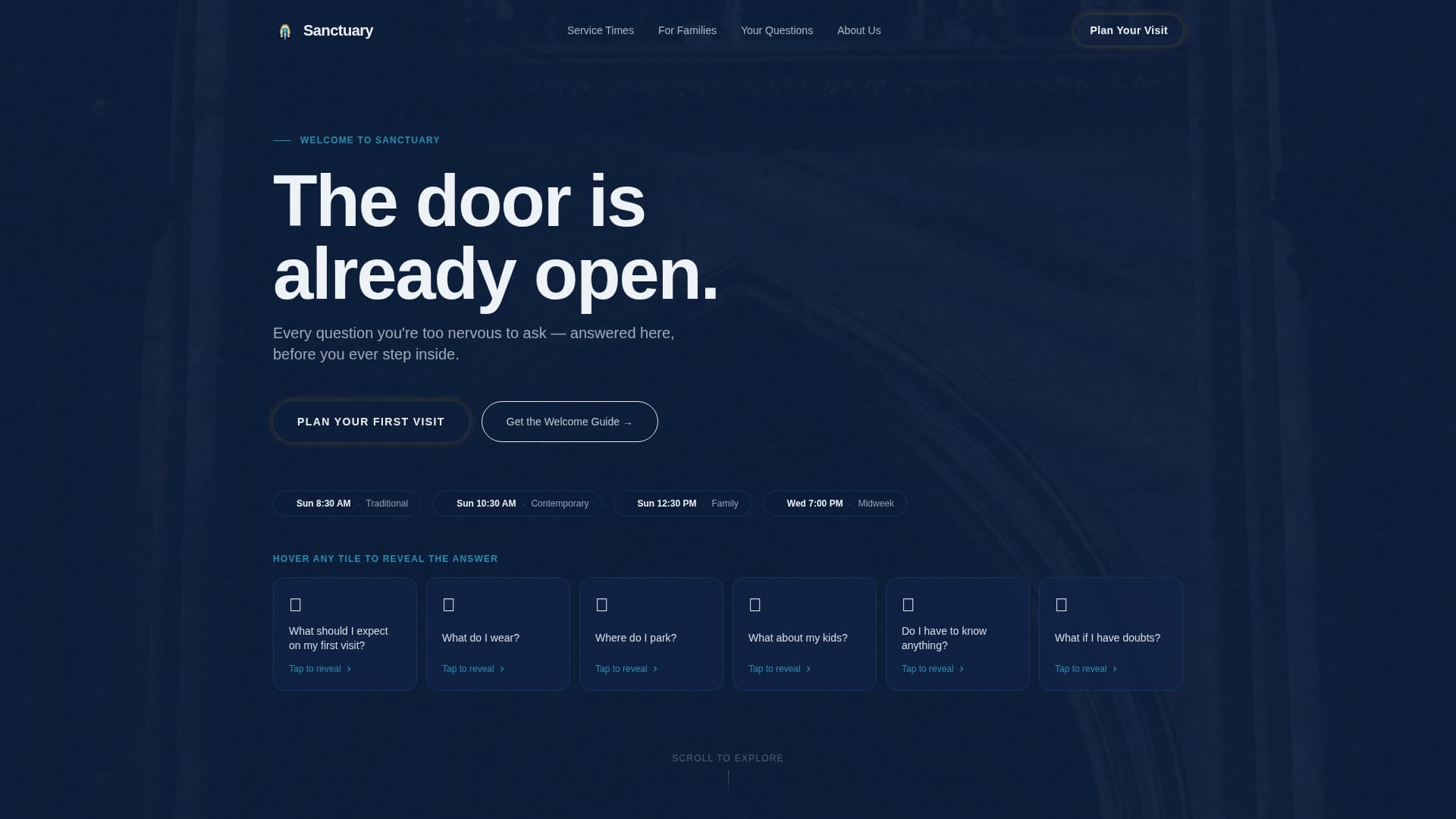 Sanctuary - Welcoming Church Landing Page Template