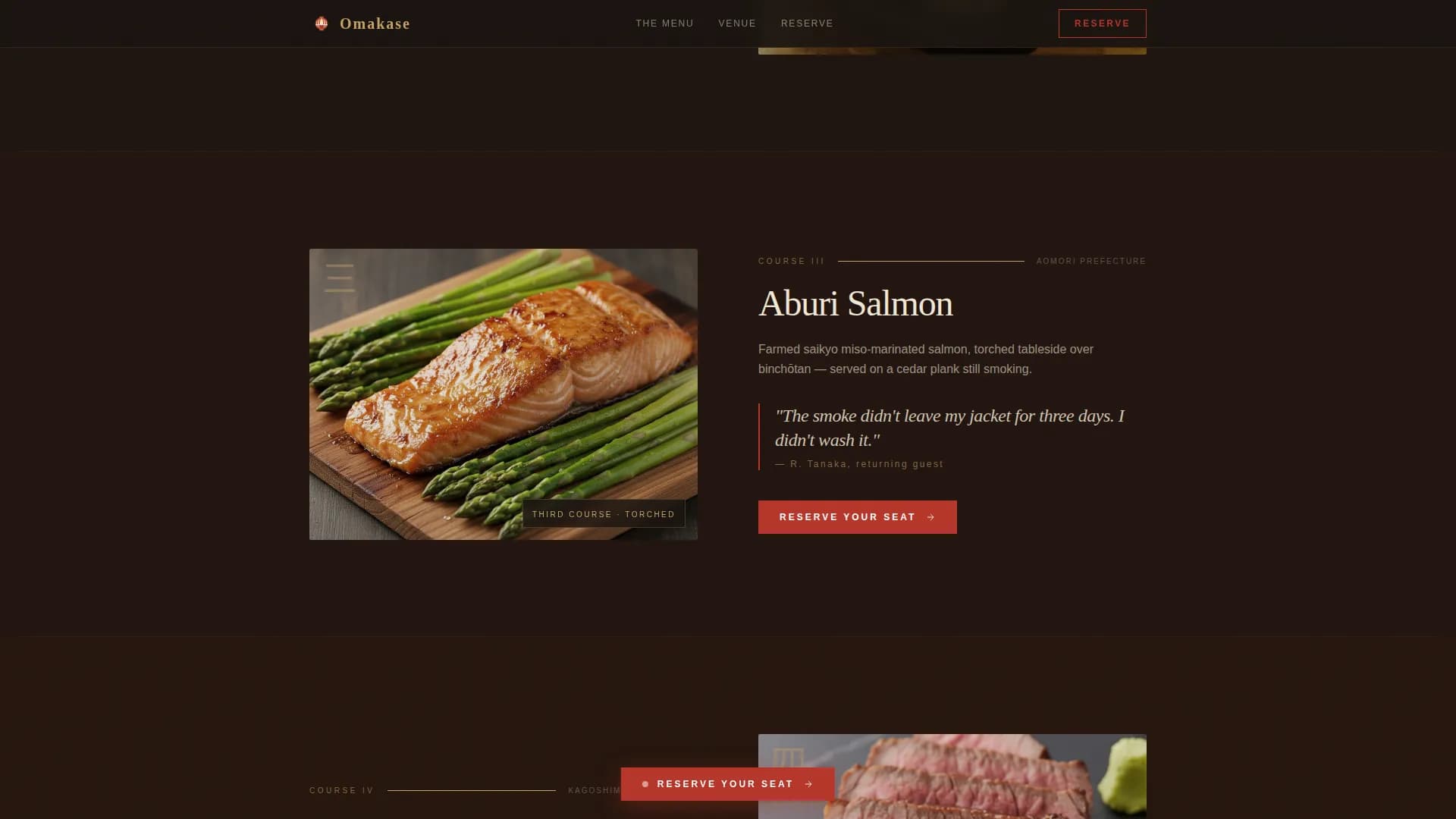 Omakase — Elite Sushi Experience Landing Page Template