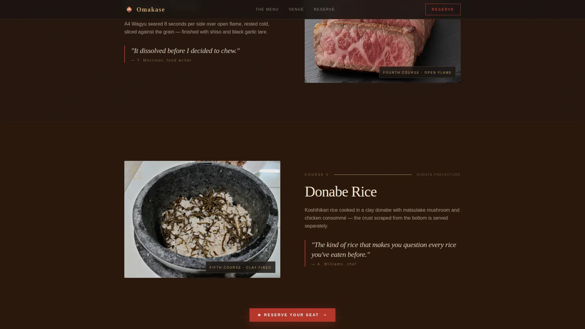 Omakase — Elite Sushi Experience Landing Page Template