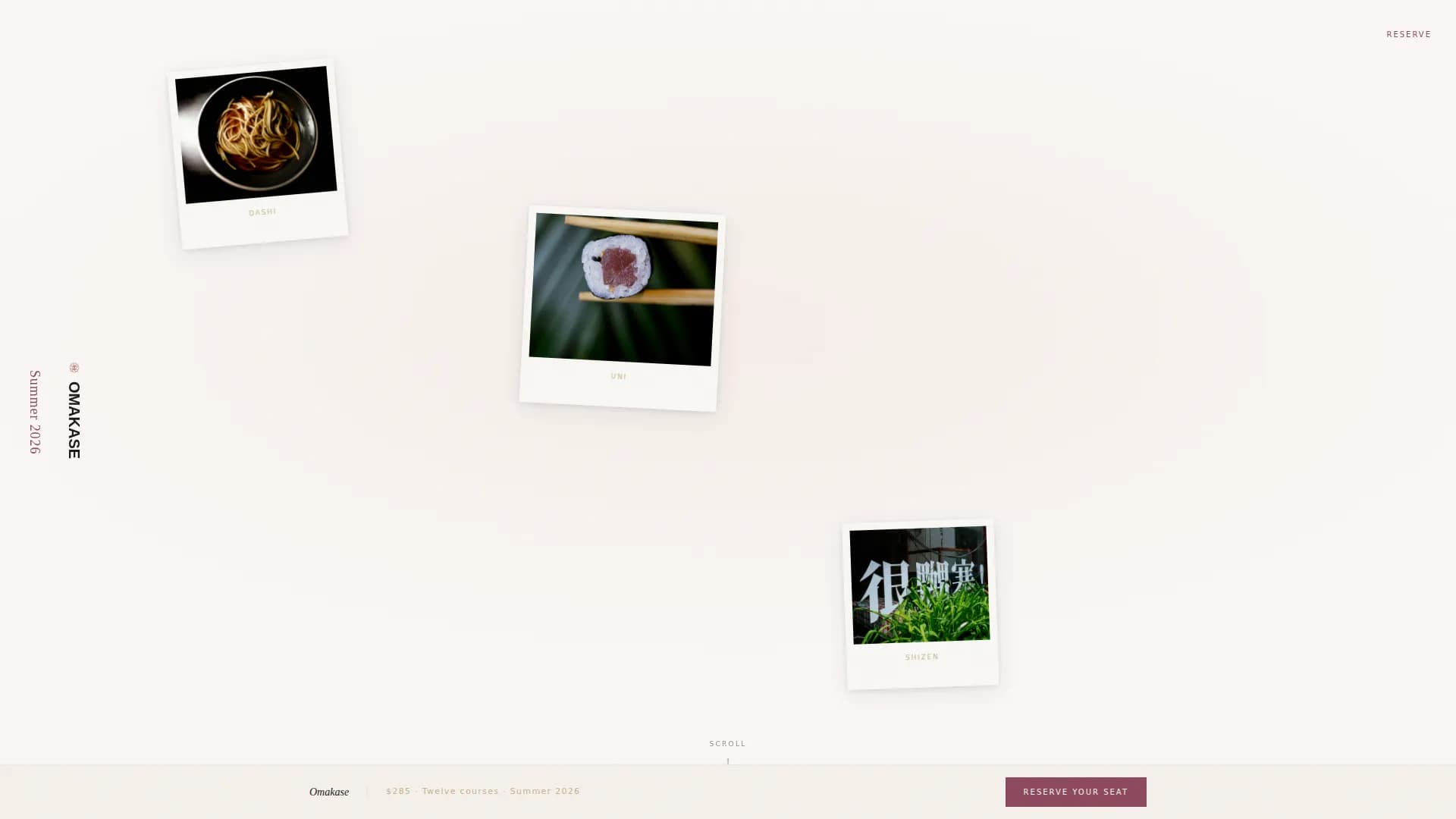 Omakase - Seasonal Tasting Menu Landing Page Template