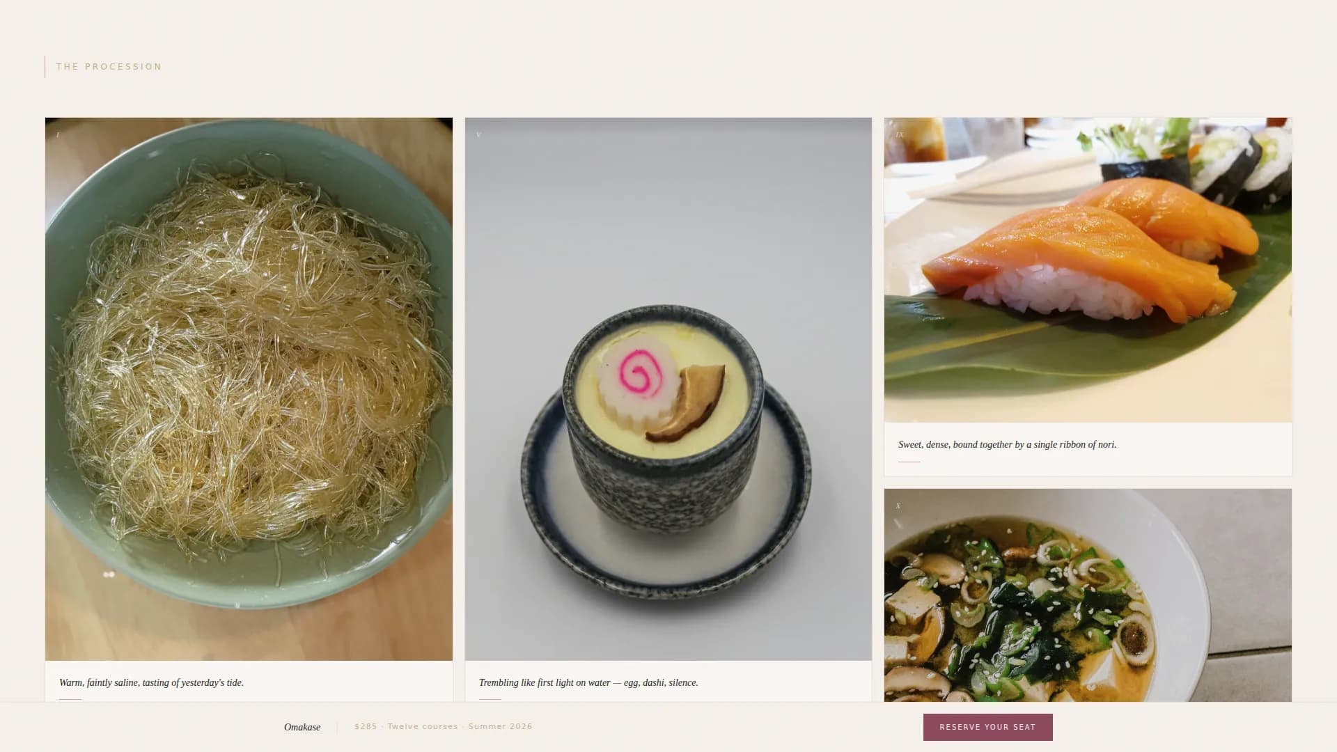 Omakase - Seasonal Tasting Menu Landing Page Template