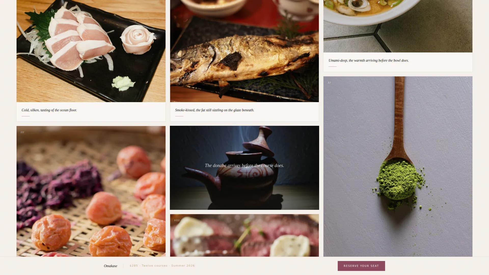 Omakase - Seasonal Tasting Menu Landing Page Template