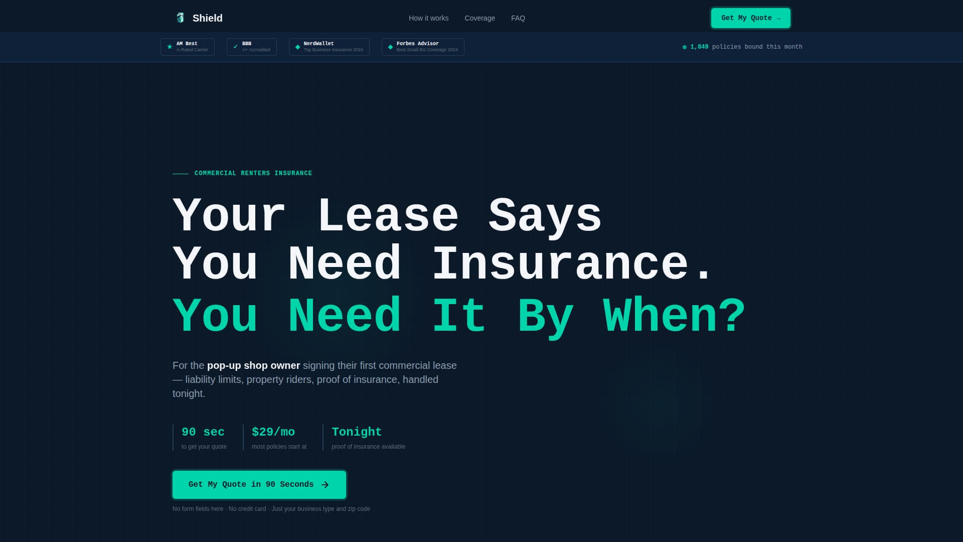 Small Business Owner Insurance FAQ Website Template