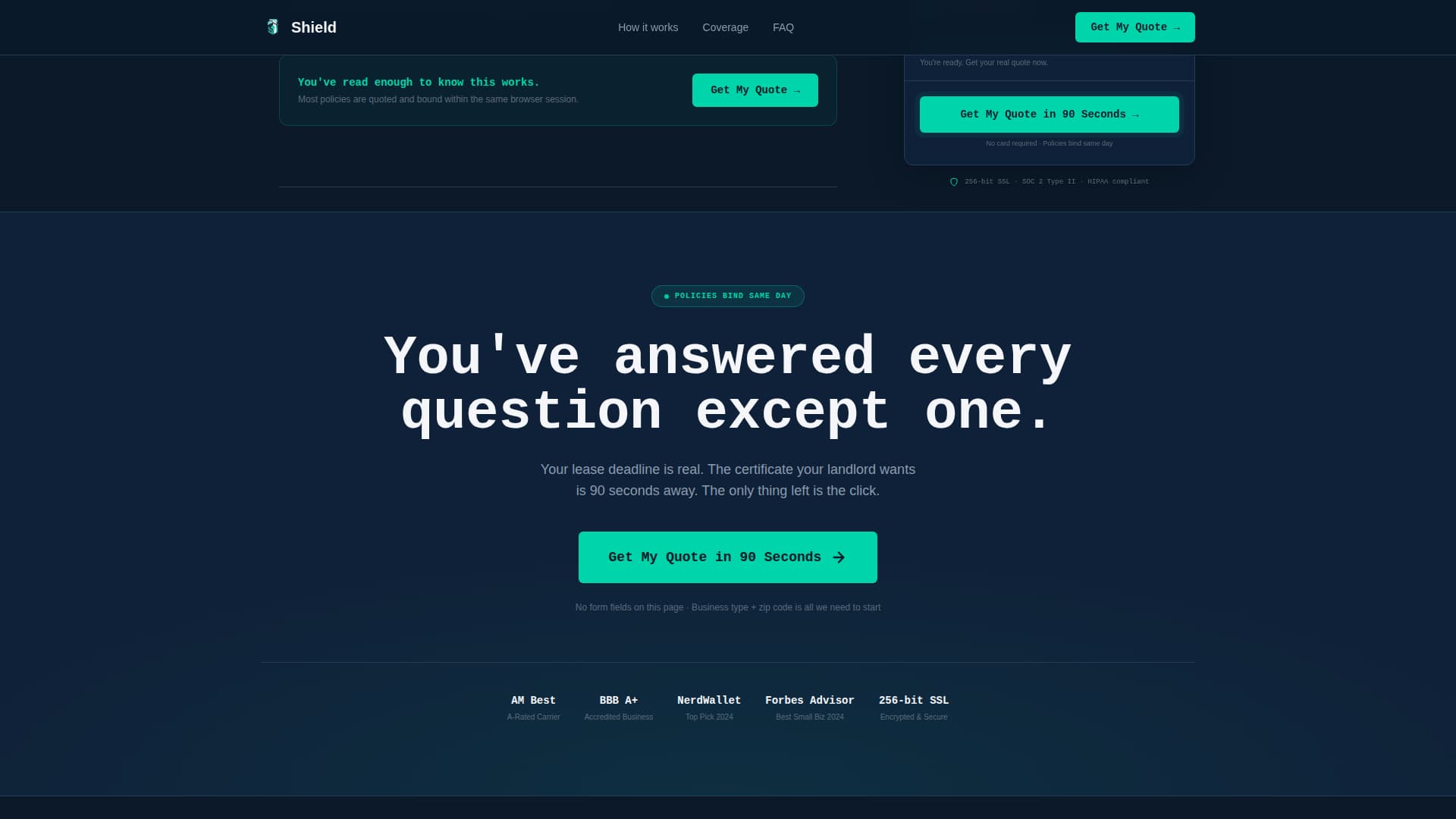 Small Business Owner Insurance FAQ Website Template