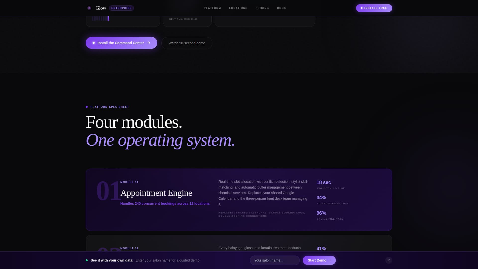 Glow - Powerful Salon ERP Landing Page Template