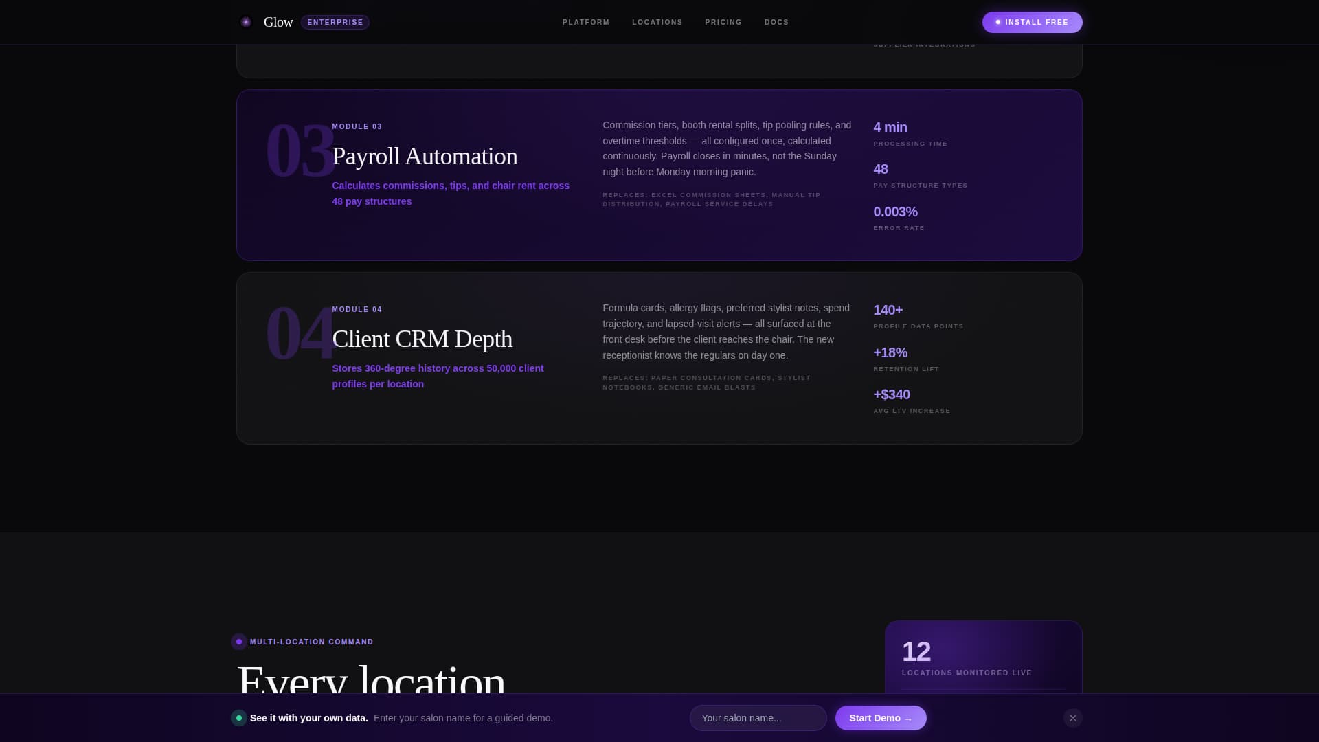 Glow - Powerful Salon ERP Landing Page Template