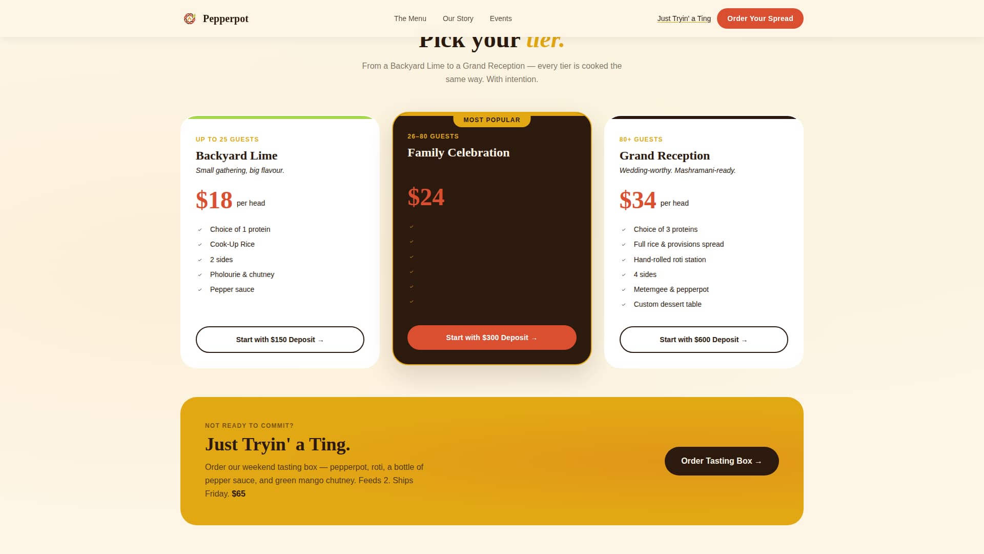 Pepperpot - Authentic Guyanesecatering Landing Page Template