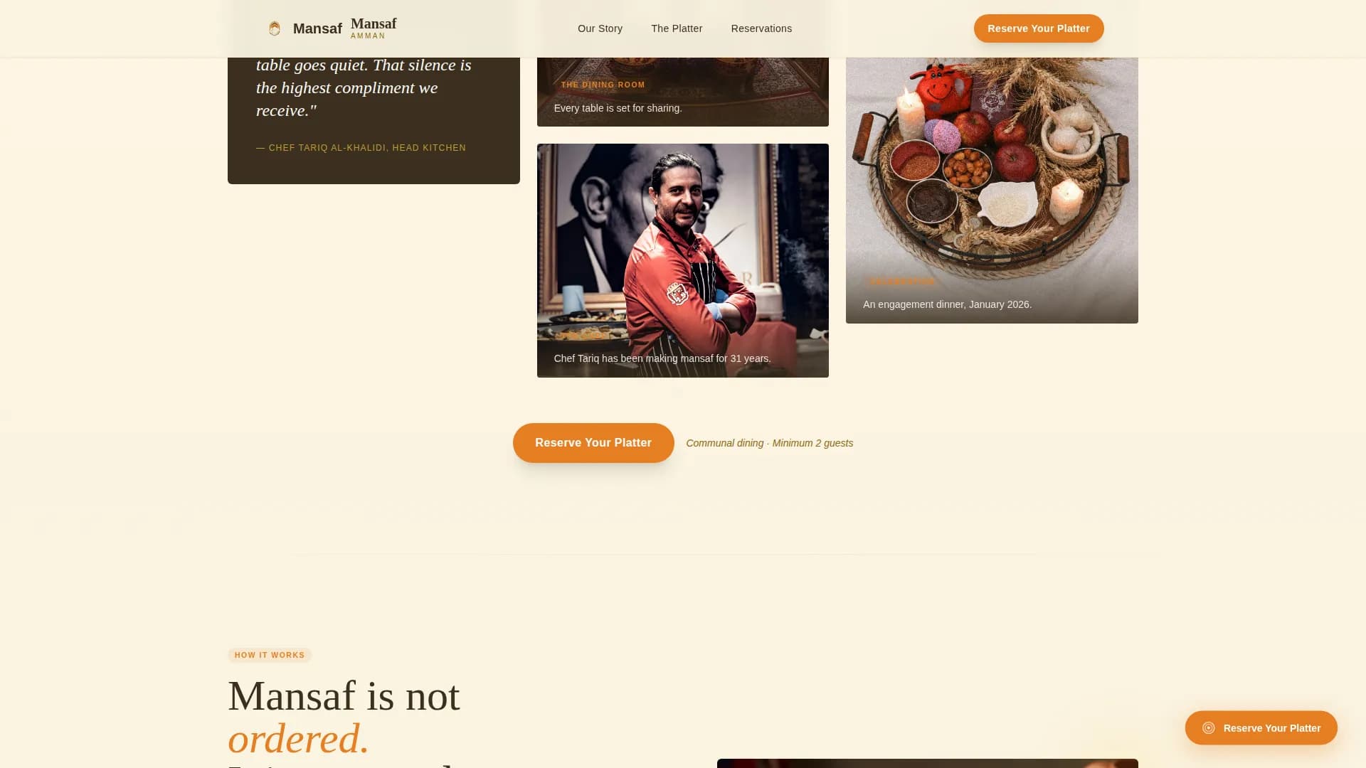 Middle Eastern Cuisine & Dining Complete Booking Website Template