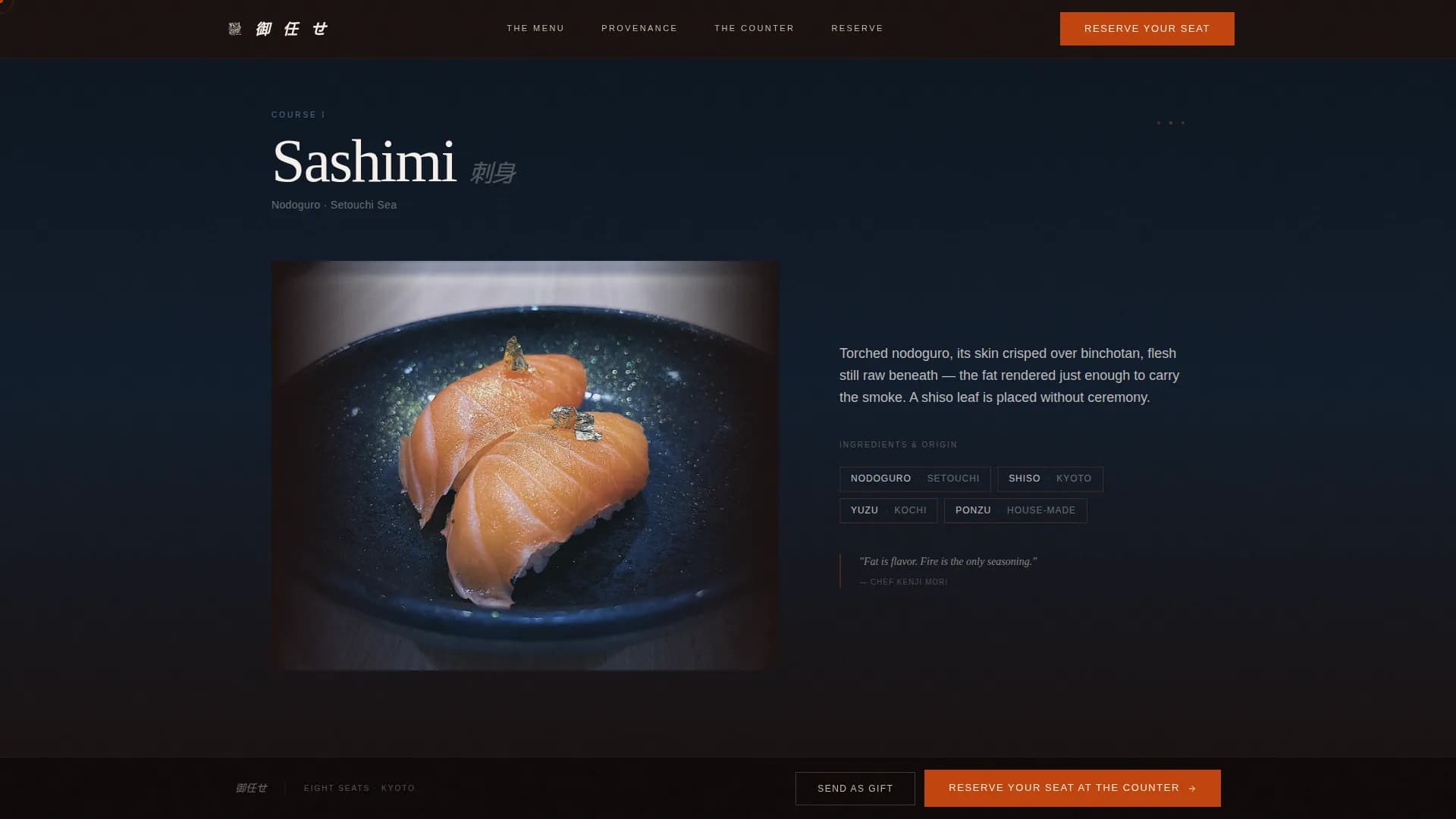 Omakase — Premium Kaiseki Restaurant Landing Page Template