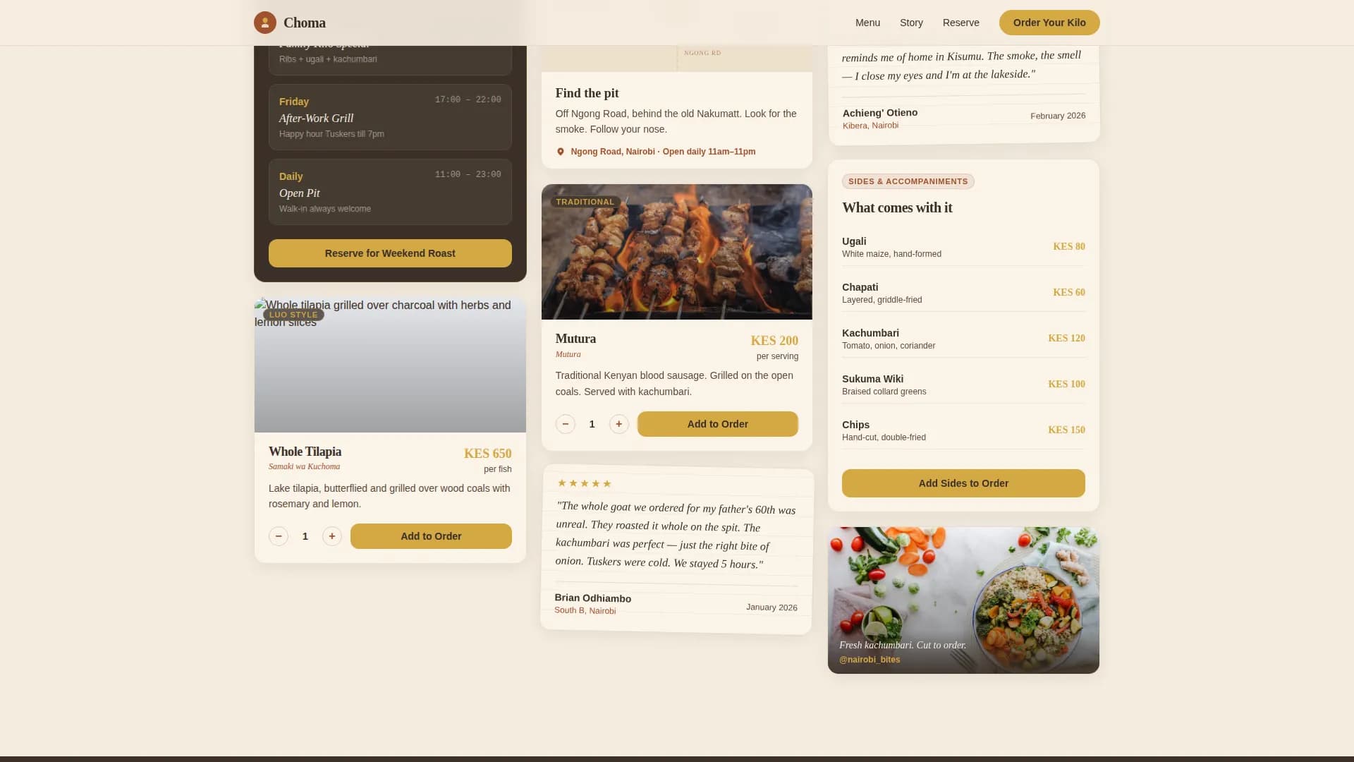 Choma — Signature Kenyan Barbecue Landing Page Template