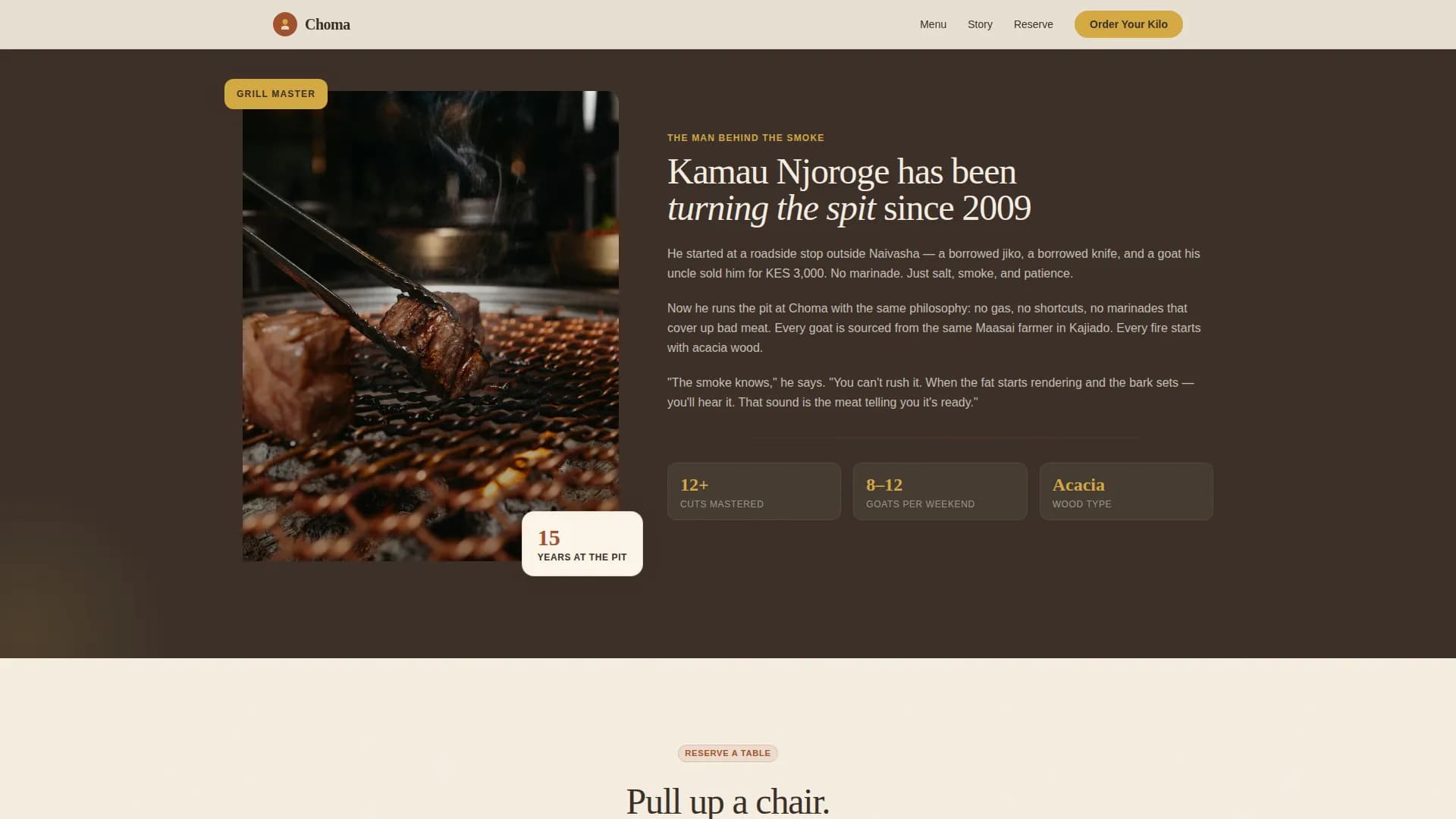 Choma — Signature Kenyan Barbecue Landing Page Template