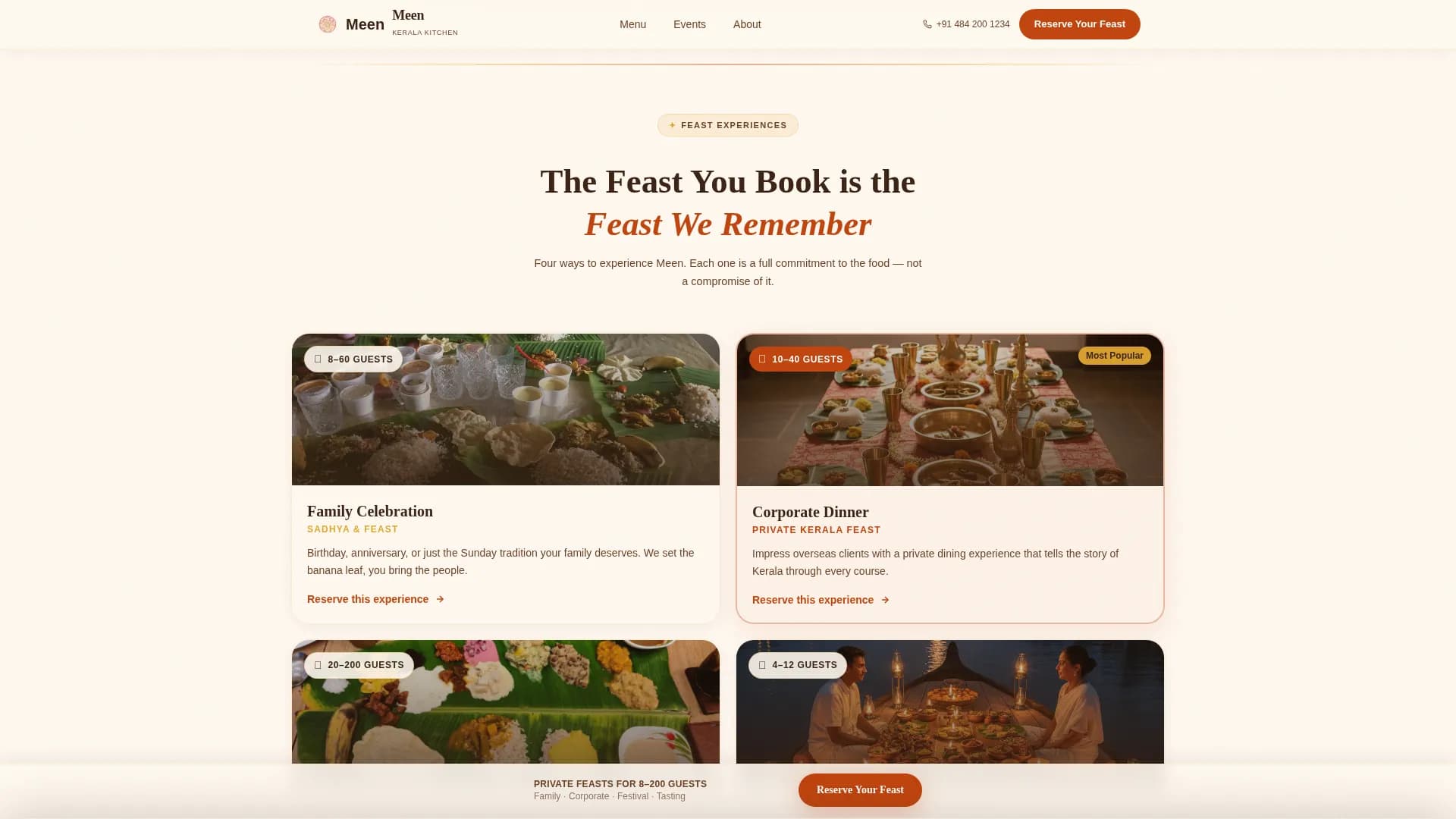 Meen — Premium Kerala Seafood Landing Page Template