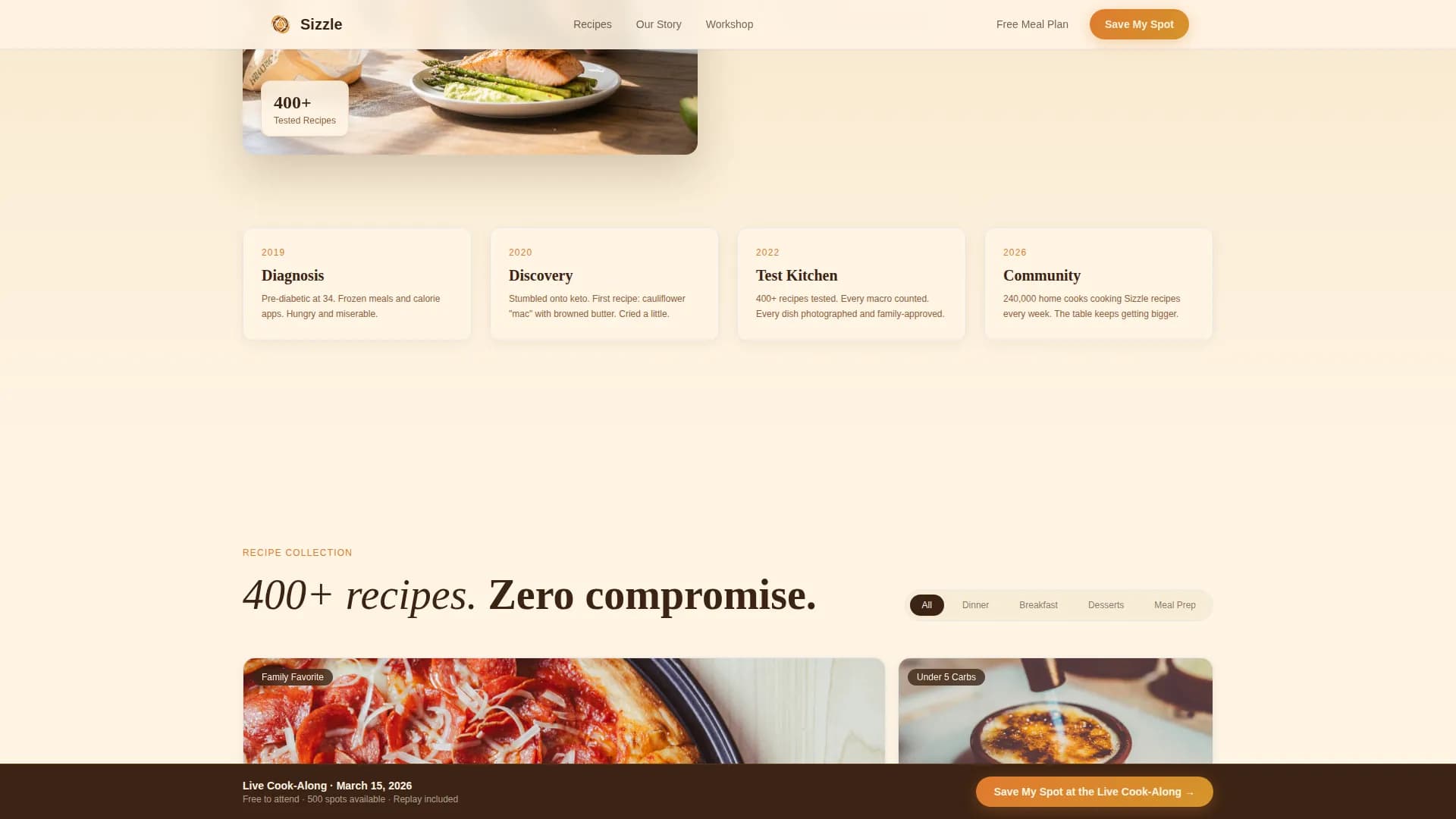 Spark — Keto Cookbook Marketplace Landing Page Template