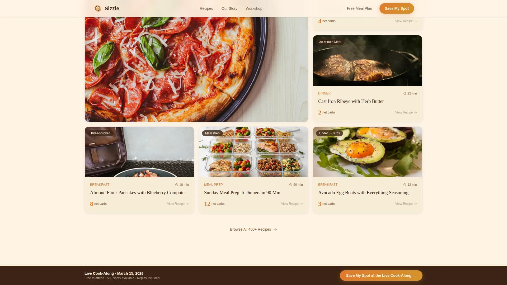 Spark — Keto Cookbook Marketplace Landing Page Template