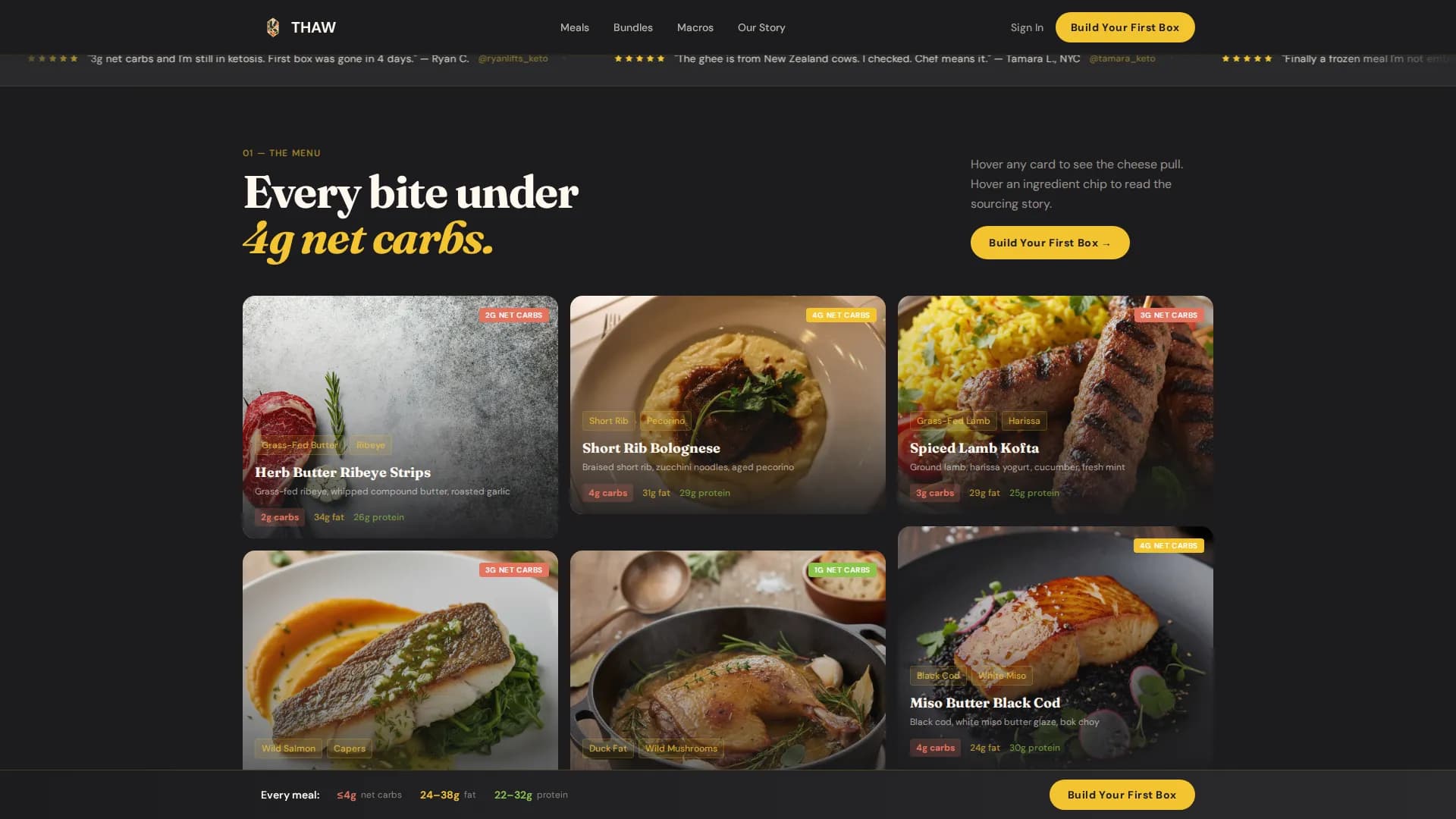 Thaw — Keto Frozen Meals Landing Page Template