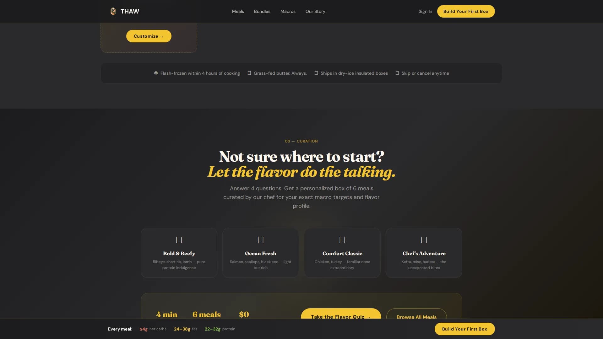Thaw — Keto Frozen Meals Landing Page Template