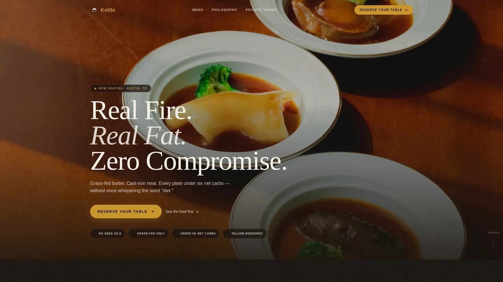 Kettle - Agrarian Keto Restaurant Landing Page Template