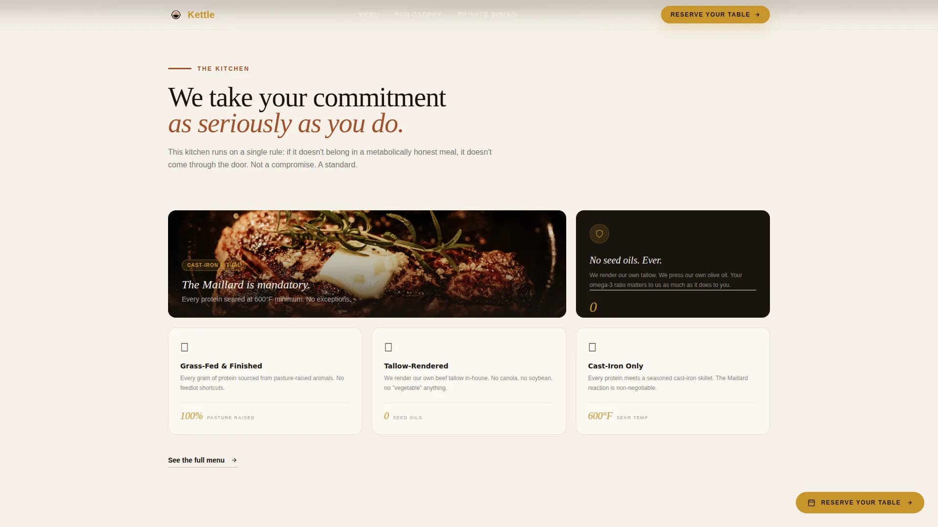 Kettle - Agrarian Keto Restaurant Landing Page Template